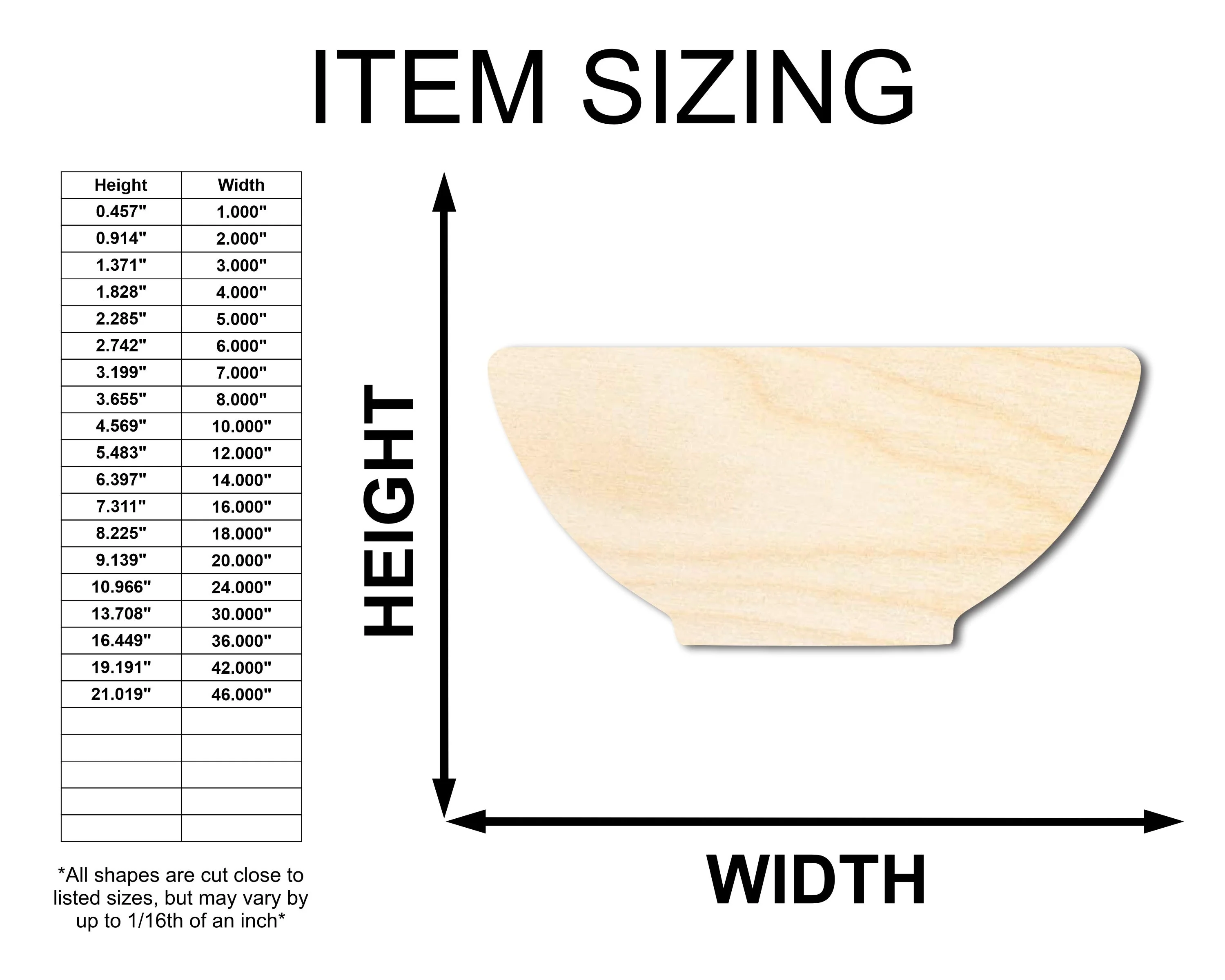Unfinished Wood Bowl Shape - Kitchen Craft - up to 46" DIY - Image 2