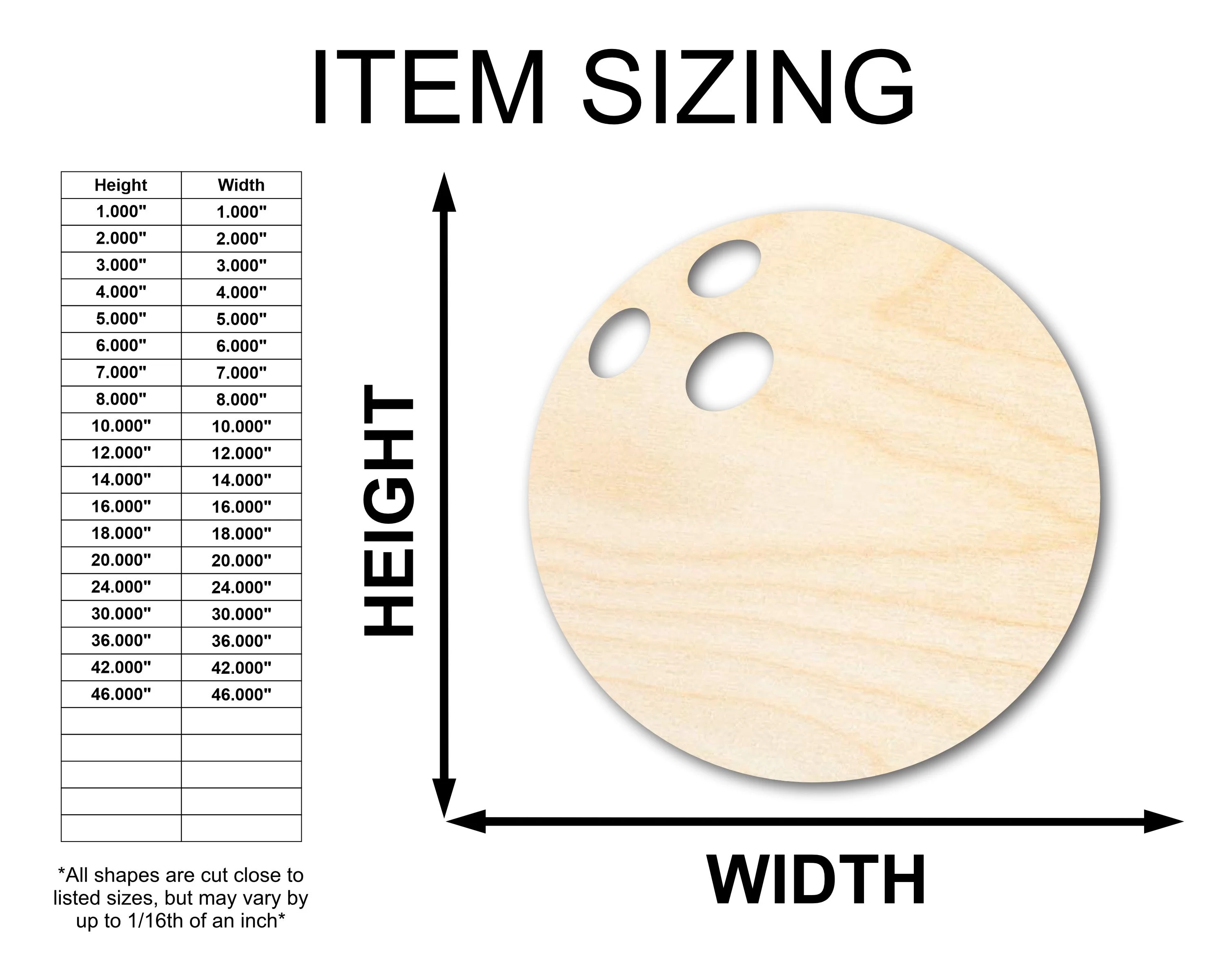 Unfinished Wood Bowling Ball Silhouette - Craft- up to 46" DIY - Image 2