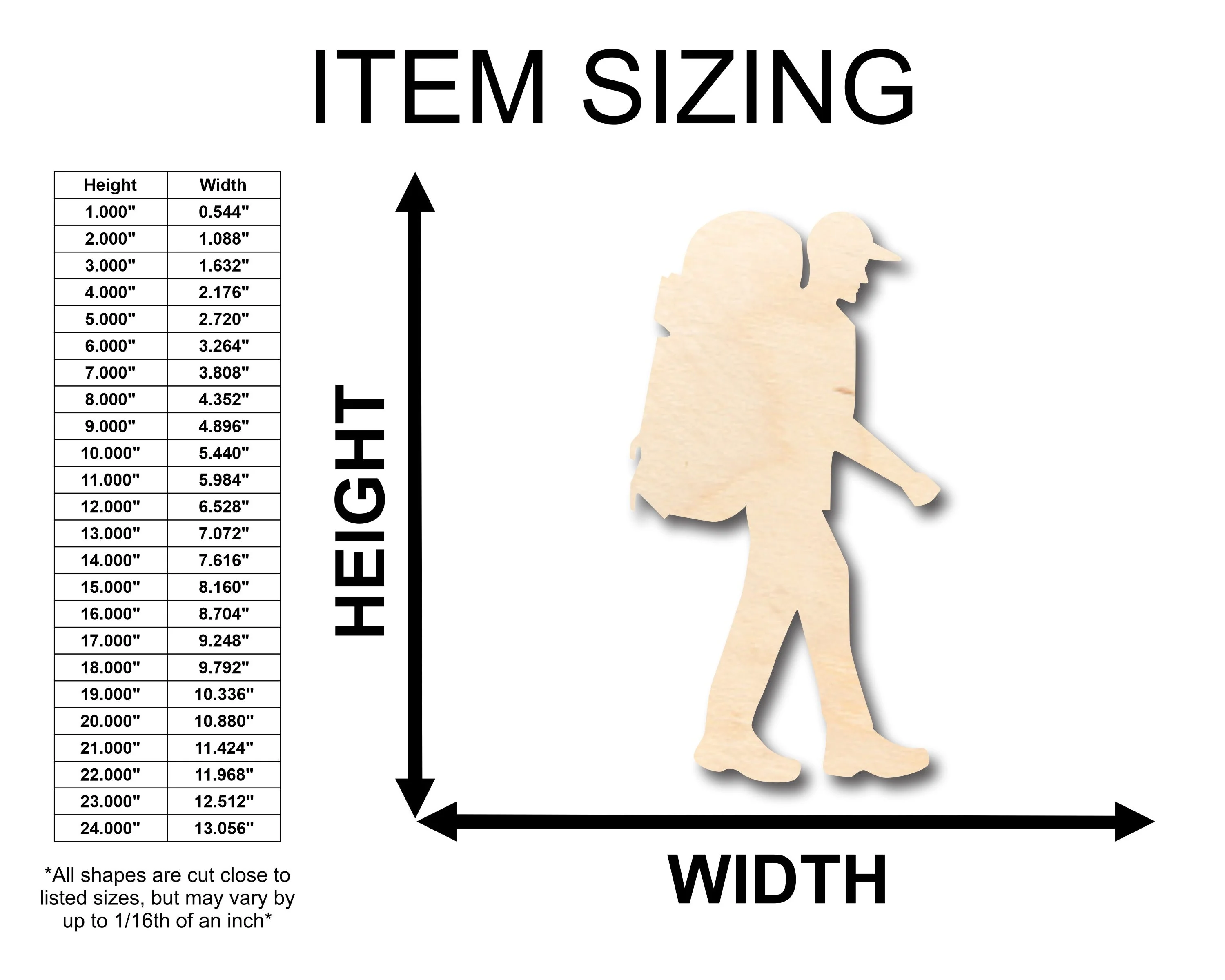 Unfinished Wood Boy Hike Shape - Craft - up to 46" DIY - Image 2