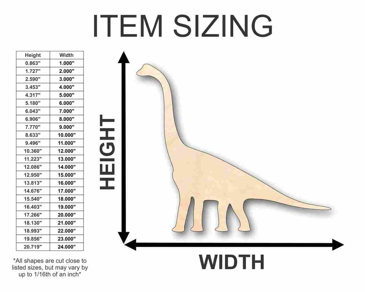 Unfinished Wood Brachiosaurus Shape - Dinosaur - Craft - up to 46" DIY - Image 2