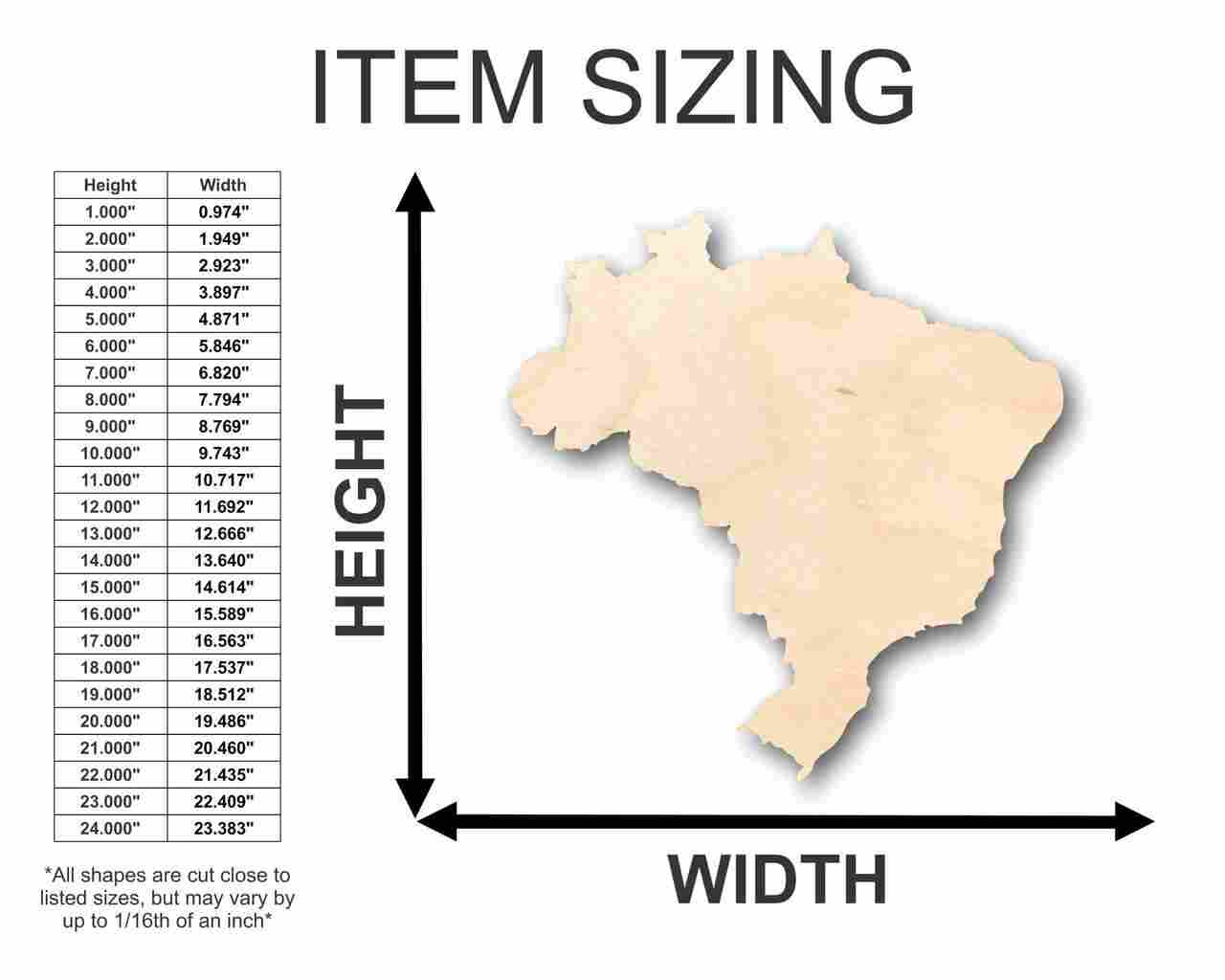 Unfinished Wood Brazil Shape - Country - Craft - up to 46" DIY - Image 2