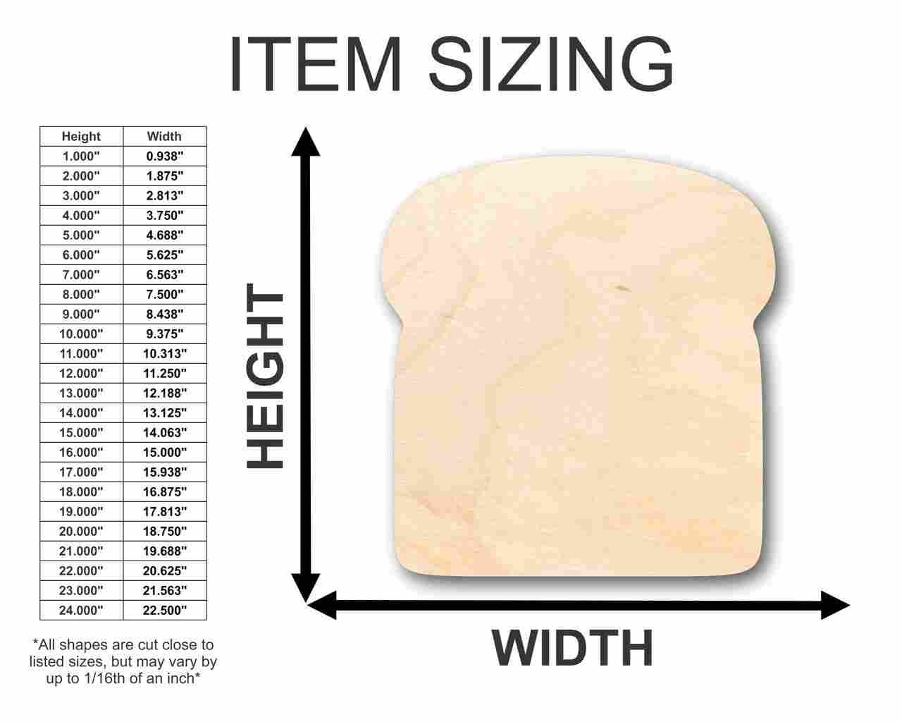 Unfinished Wood Bread Shape - Food - Craft - up to 46" DIY - Image 2