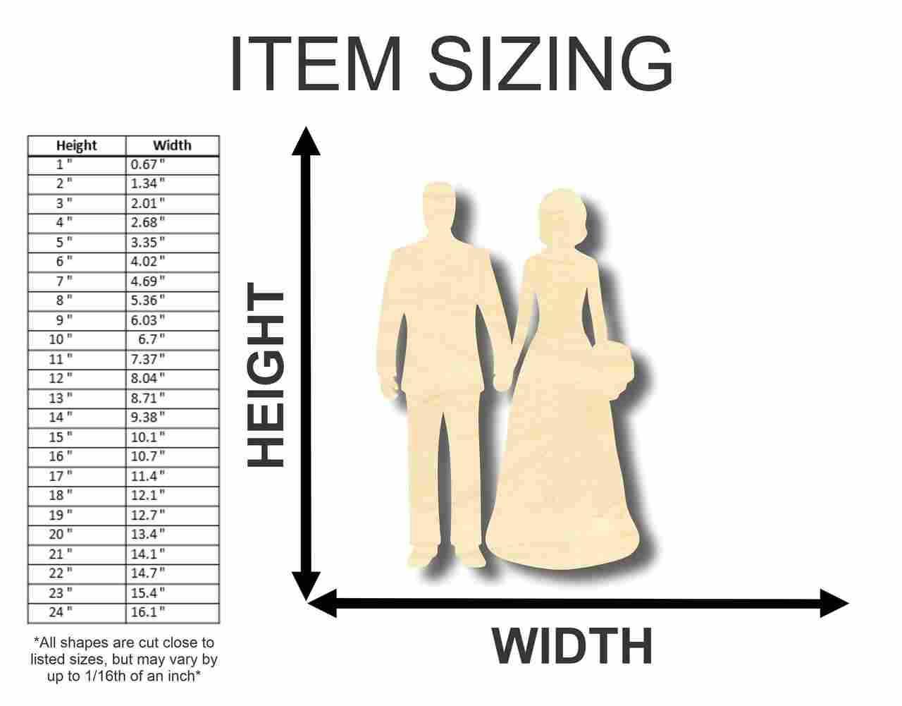 Unfinished Wood Bride Groom Shape - Wedding - Craft- up to 46" DIY - Image 2