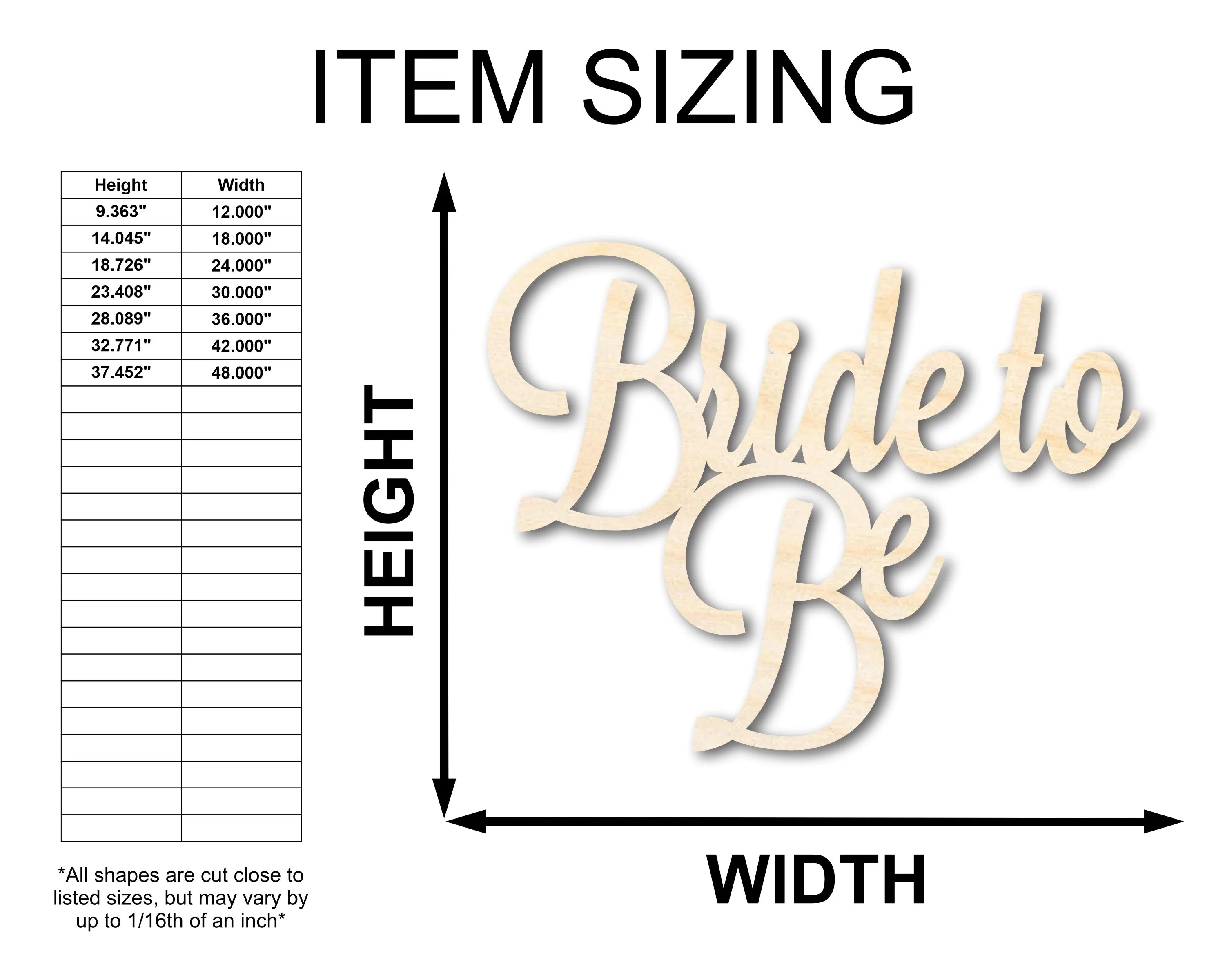 Unfinished Wood Bride to Be Shape - DIY Wedding Craft - up to 46" - Image 2