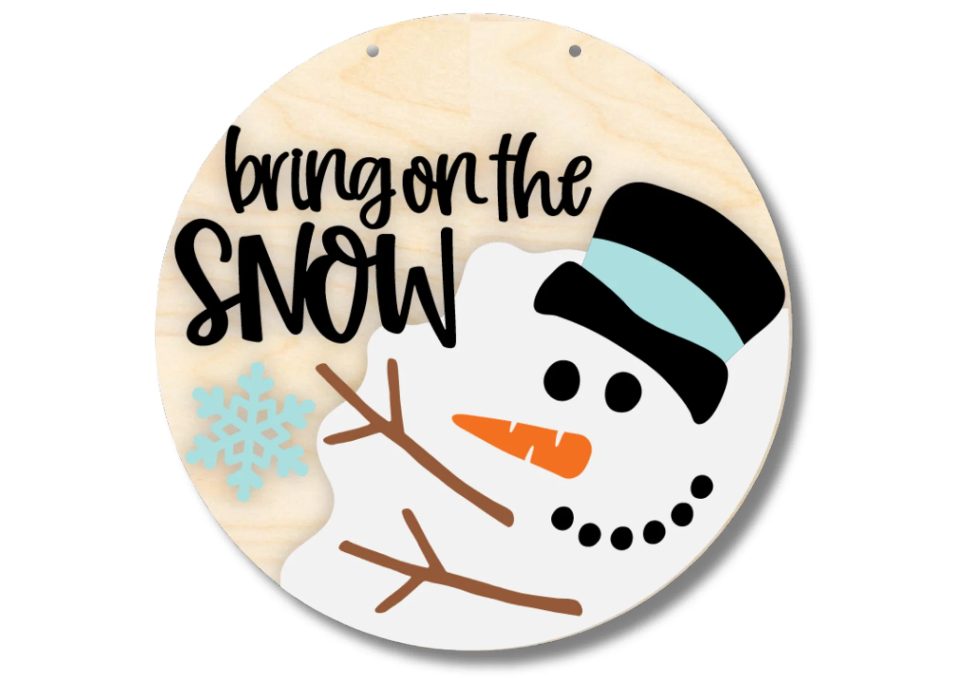 Unfinished Wood Bring On The Snow Door Sign Kit | Wood Craft Cutouts | 1/4" Thick | - Image 2