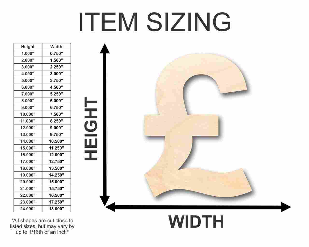 Unfinished Wood British Pound Shape - Craft - up to 46" DIY - Image 2