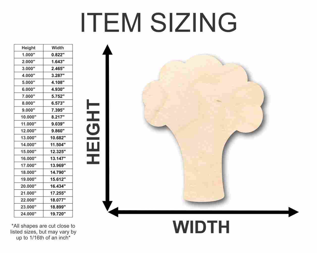 Unfinished Wood Broccoli Shape - Food - Craft - up to 46" DIY - Image 2