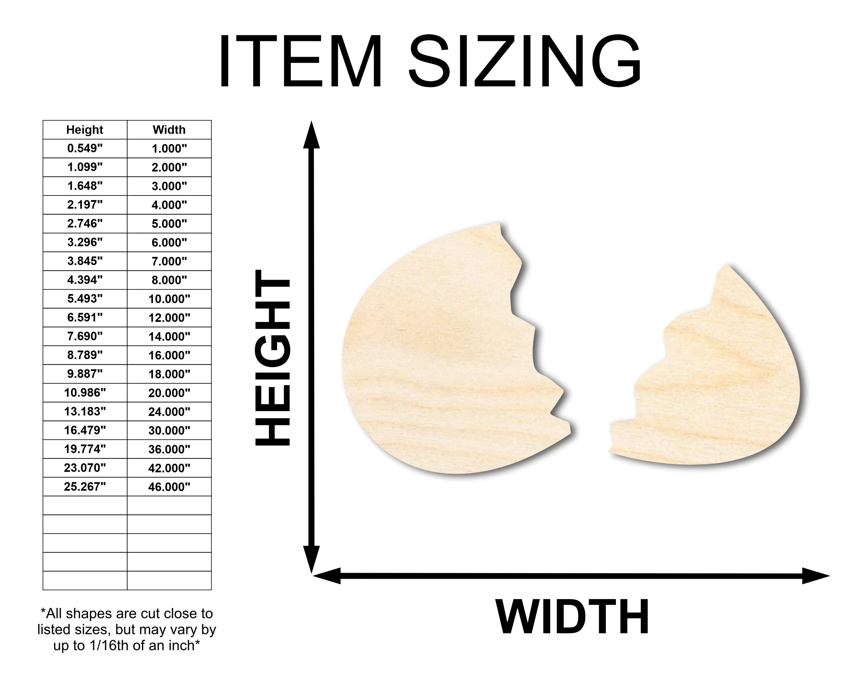 Unfinished Wood Broken Egg Shape - Easter Spring Craft - up to 46" DIY - Image 2