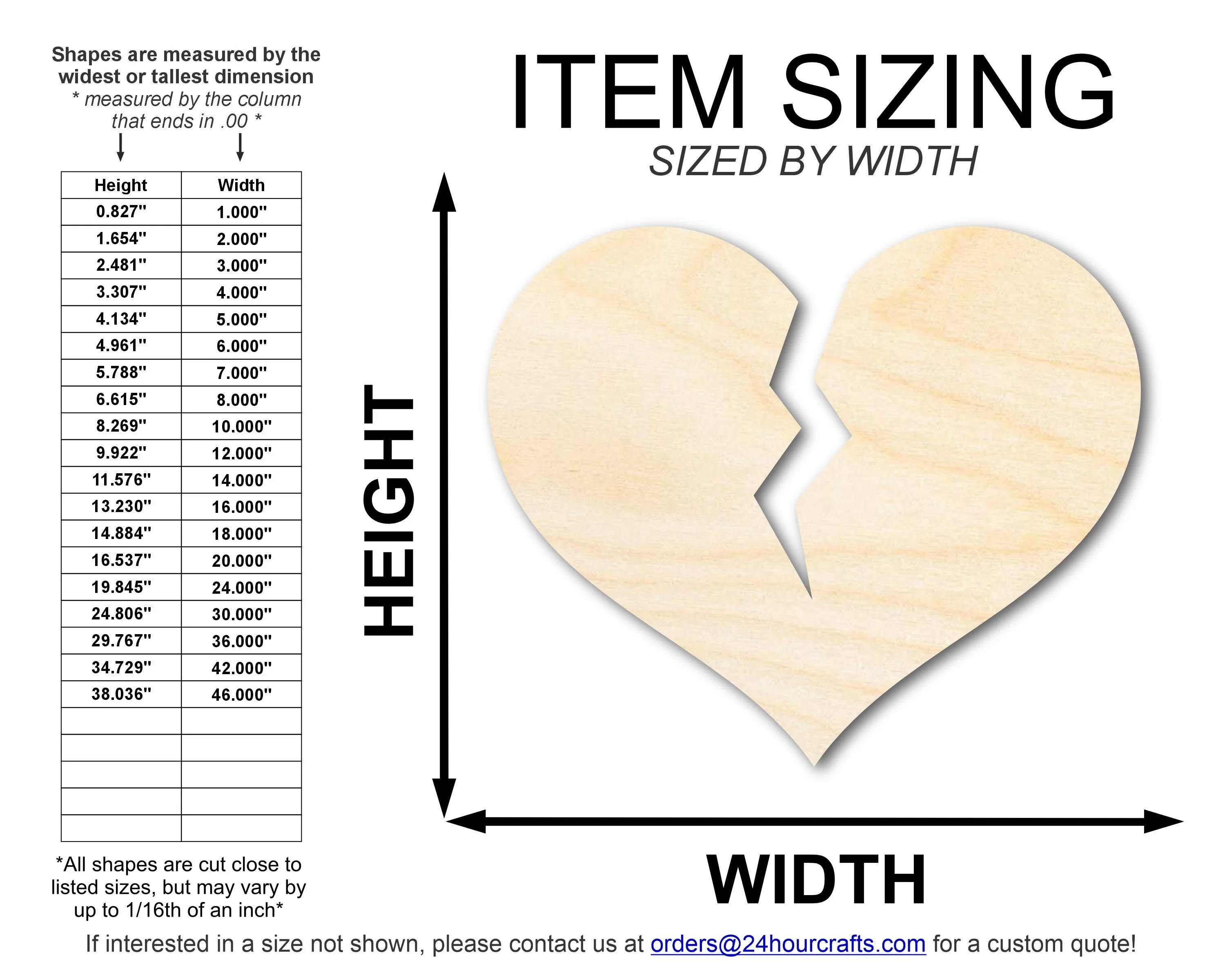 Unfinished Wood Broken Heart Shape | DIY Craft Cutout | up to 46" DIY - Image 2