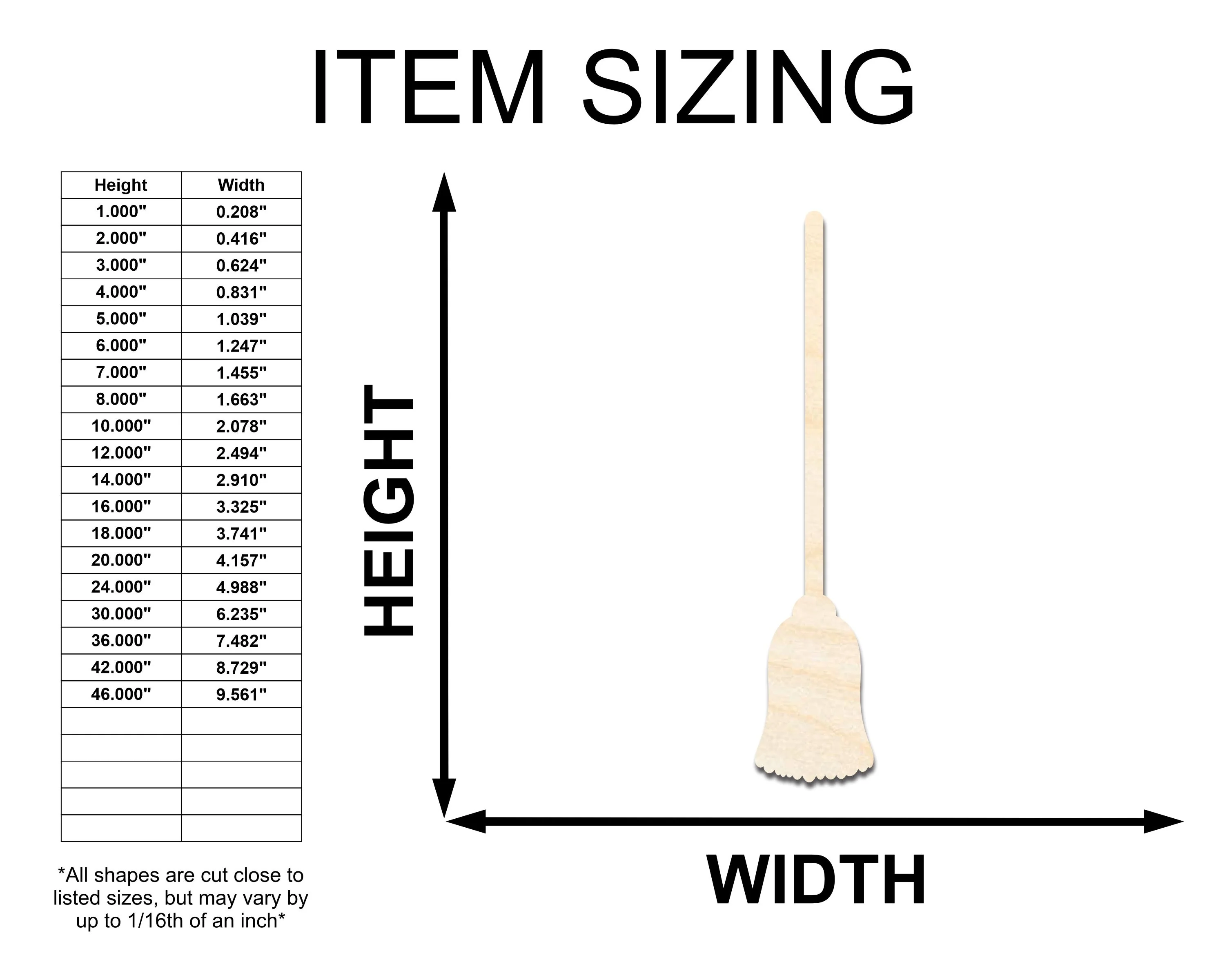 Unfinished Wood Broom Shape | Craft Cutout | up to 46" DIY - Image 2