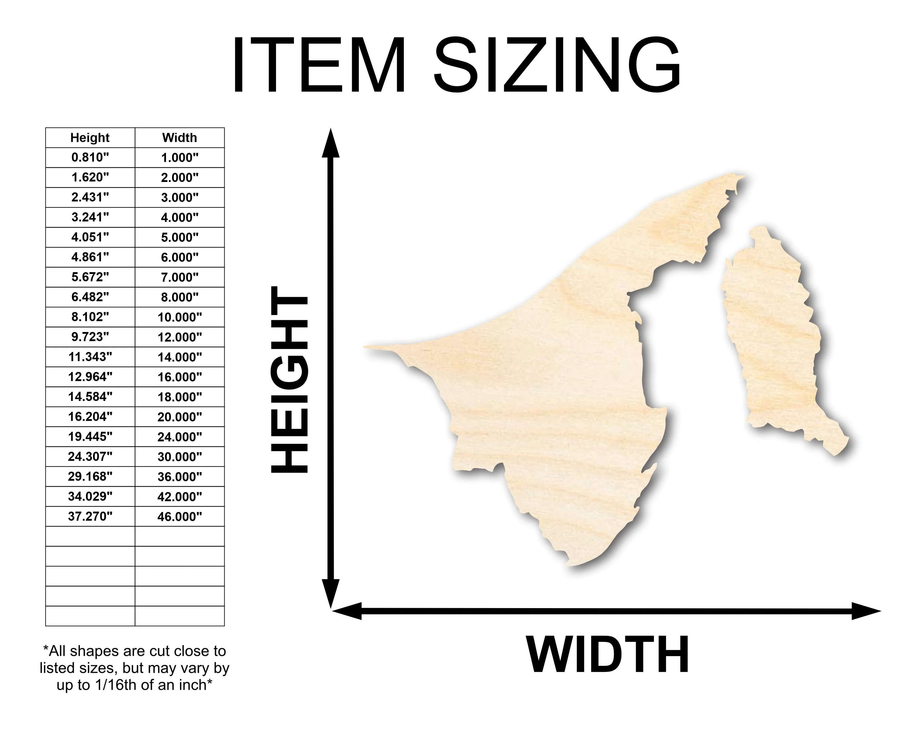 Unfinished Wood Brunei Country Shape - Asia Craft - up to 46" DIY - Image 2