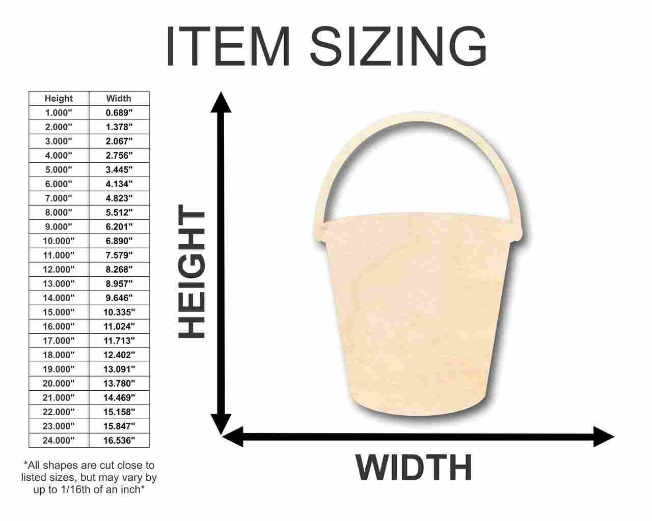 Unfinished Wood Bucket Shape - Food - Craft - up to 46" DIY - Image 2