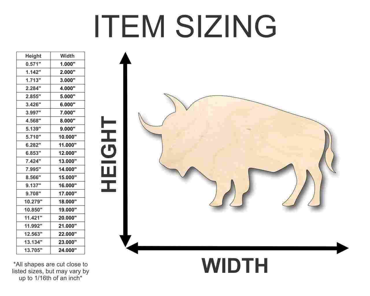 Unfinished Wood Buffalo Bison Shape - Animal - Craft - up to 46" DIY - Image 2