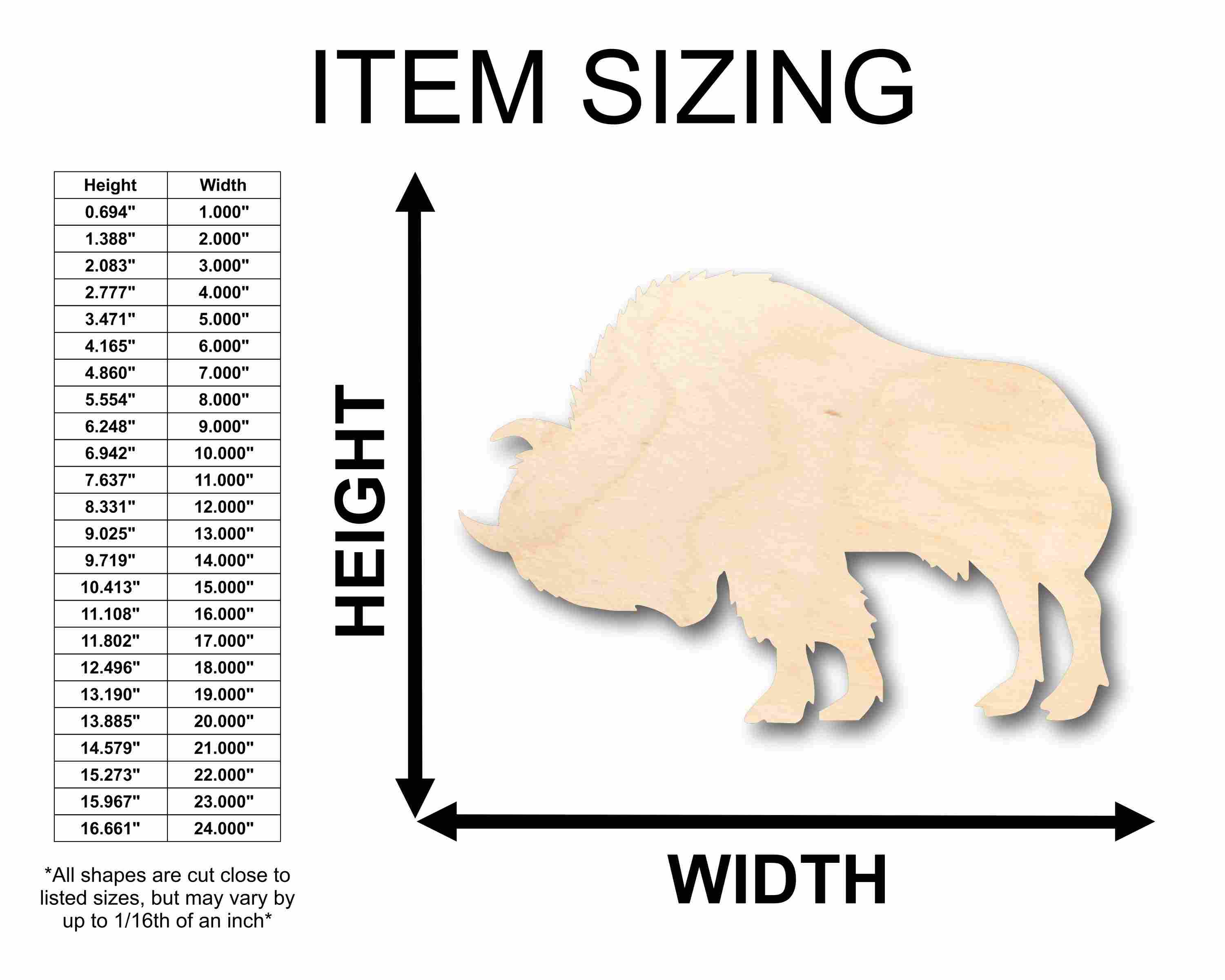 Unfinished Wood Buffalo Bison with Horn Silhouette - Craft- up to 46" DIY - Image 2