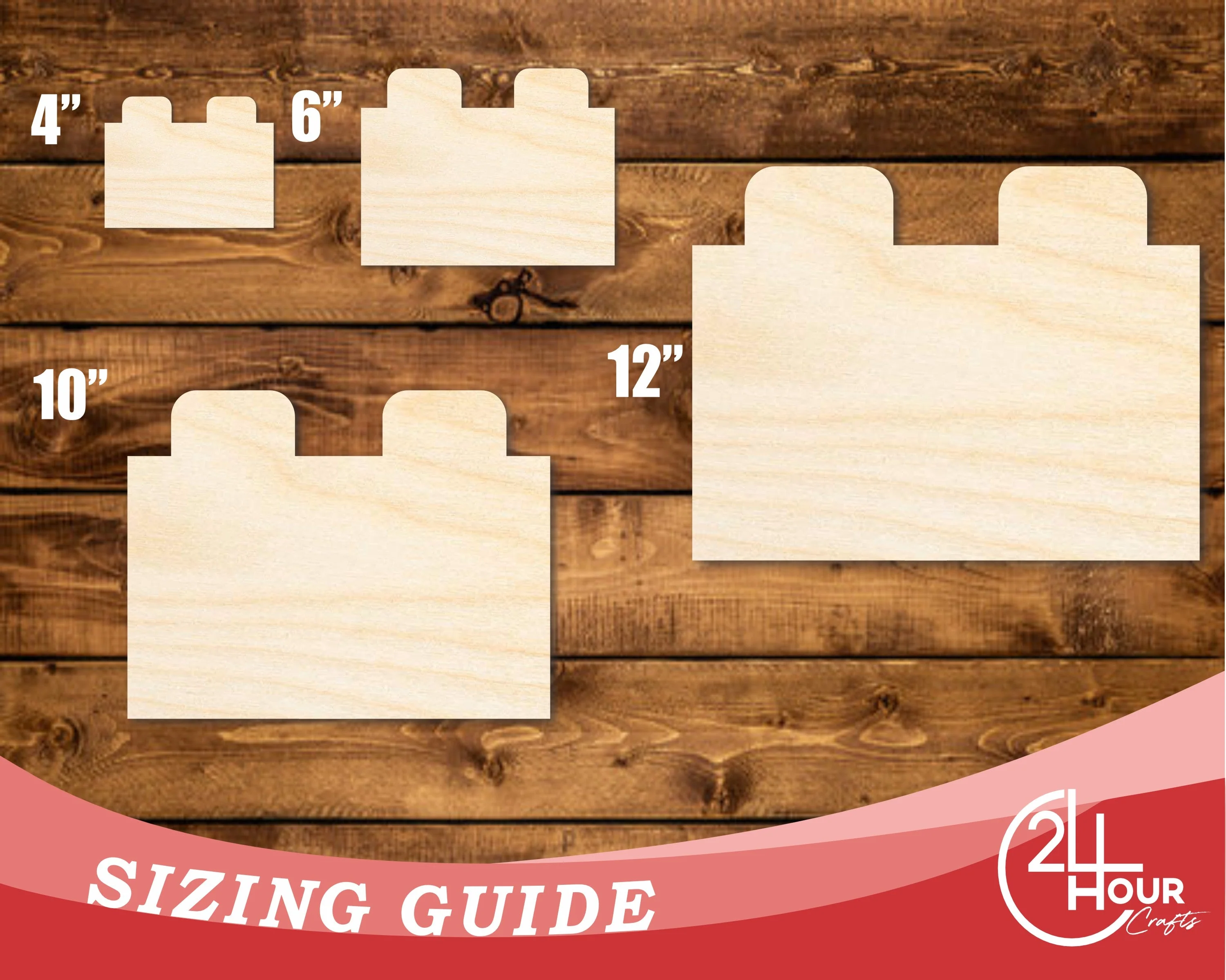 Unfinished Wood Building Block Shape | DIY Craft Cutout | up to 46" DIY - Image 3