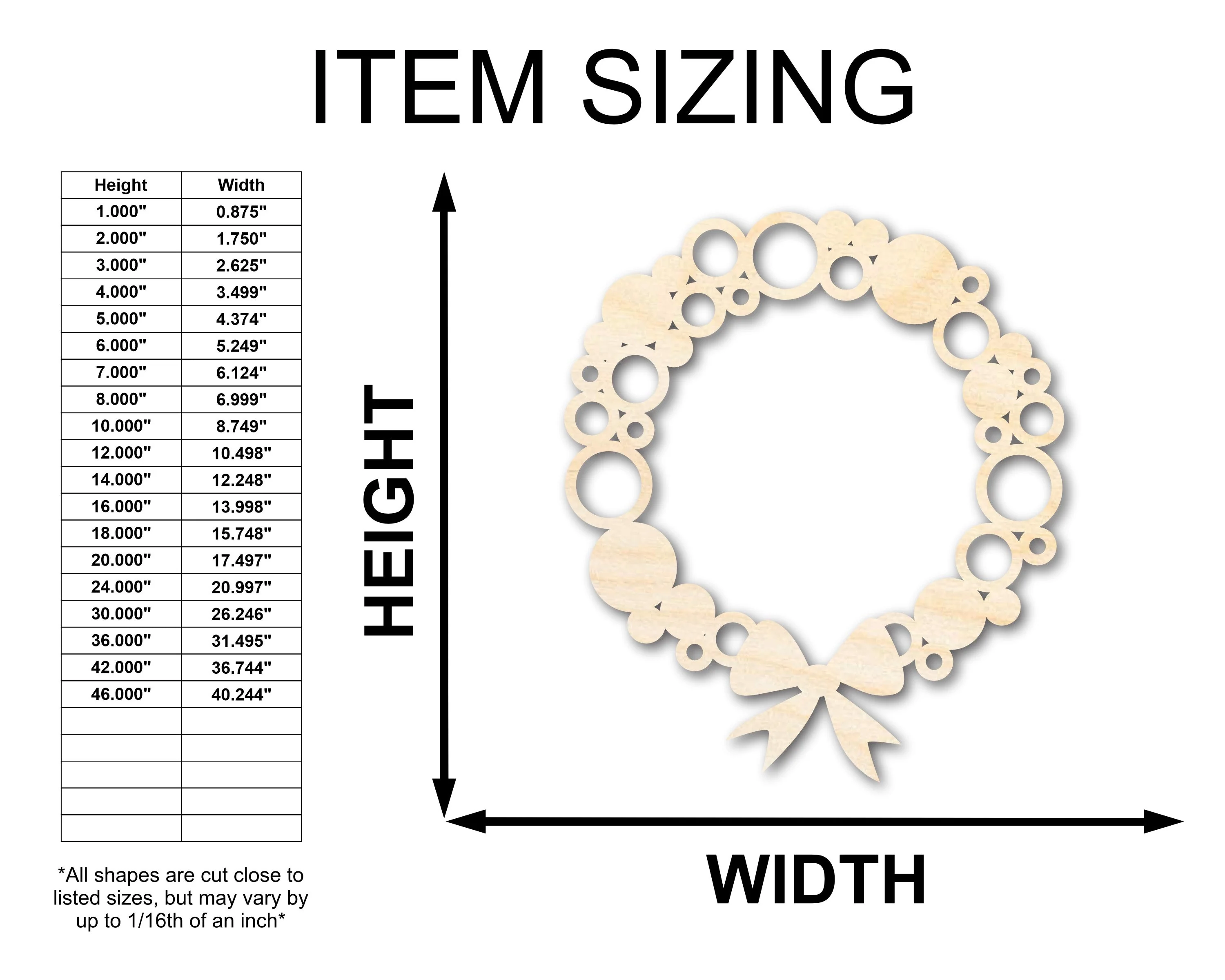 Unfinished Wood Bulb Wreath Shape - Craft - up to 46" - Image 2