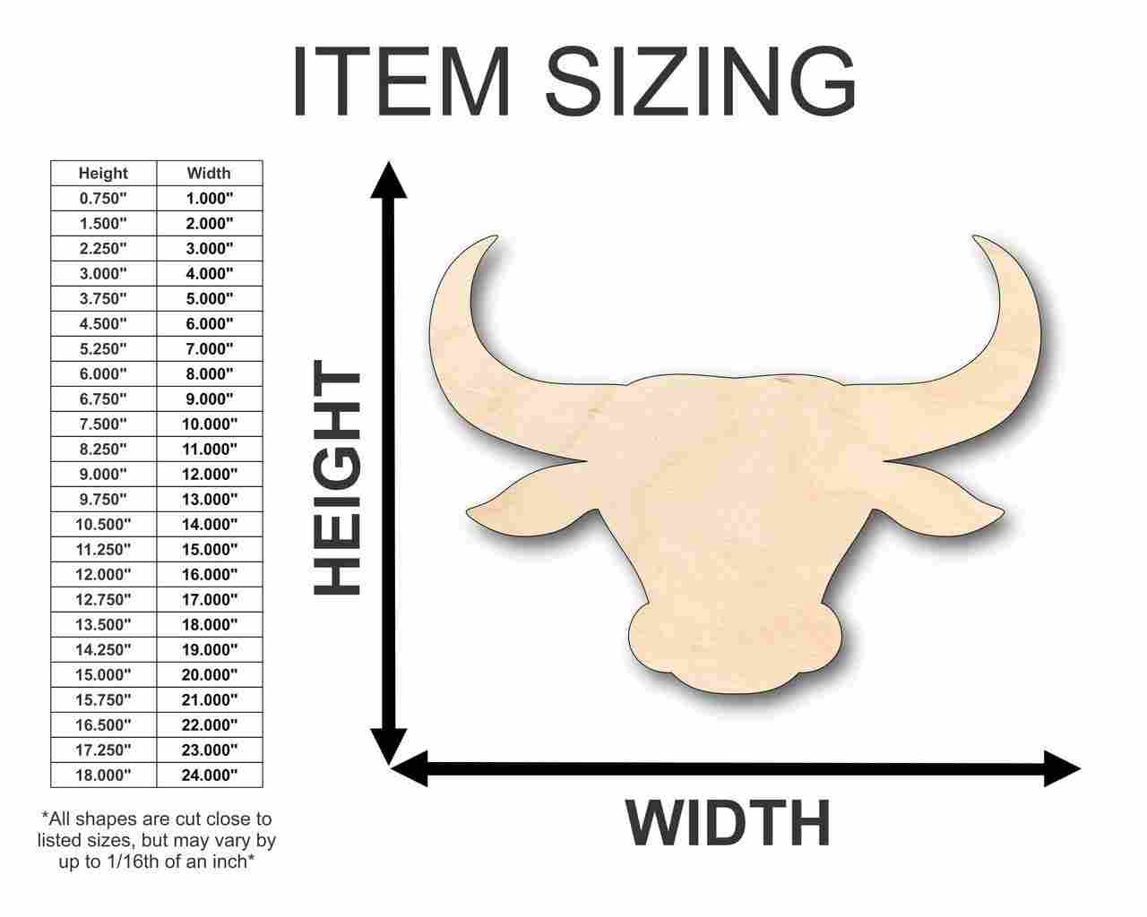 Unfinished Wood Bull Head Logo Shape - Animal - Sports - Craft - up to 46" DIY - Image 2