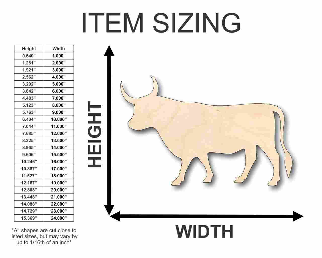 Unfinished Wood Bull Shape - Animal - Craft - up to 46" DIY - Image 2