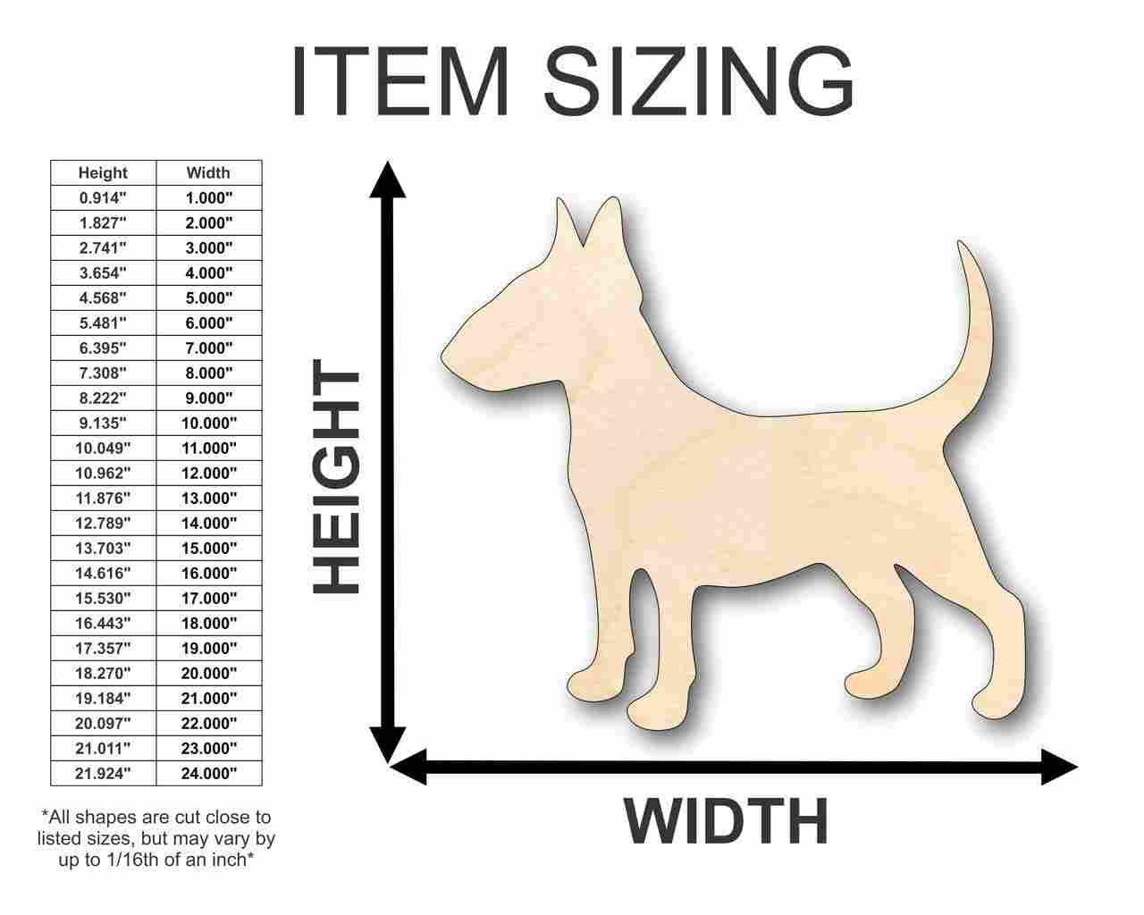 Unfinished Wood Bull Terrier Dog Shape - Animal - Pet - Craft - up to 46" DIY - Image 2
