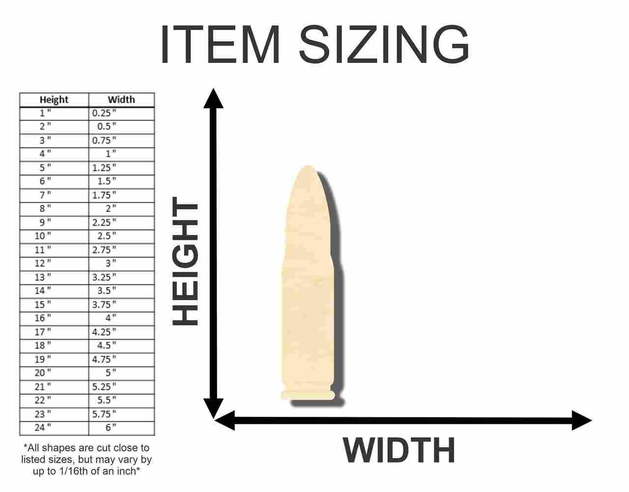 Unfinished Wood Bullet Shape - Sporting - Craft - up to 46" DIY - Image 2