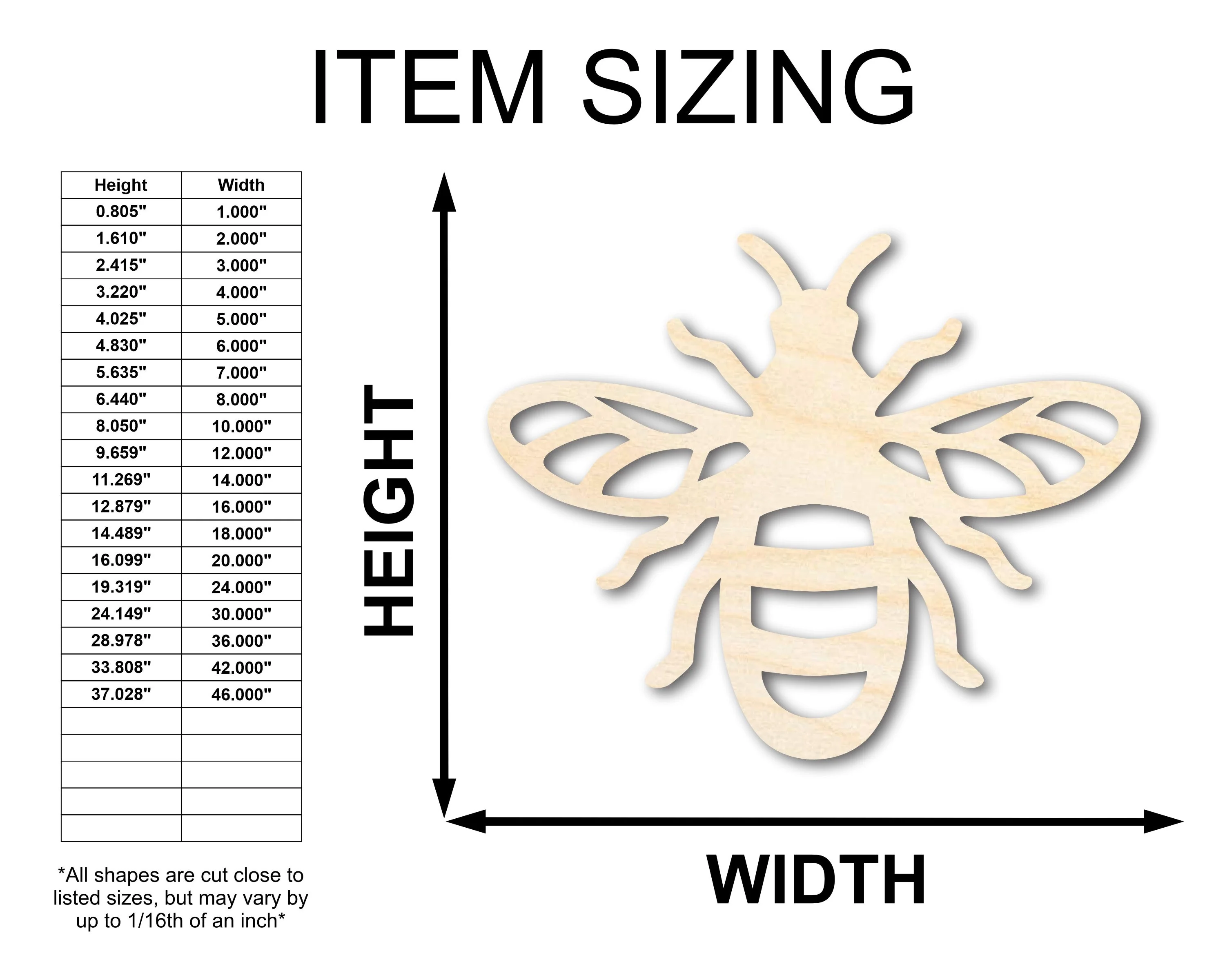 Unfinished Wood Bumble Bee Shape - Craft - up to 46" - Image 2