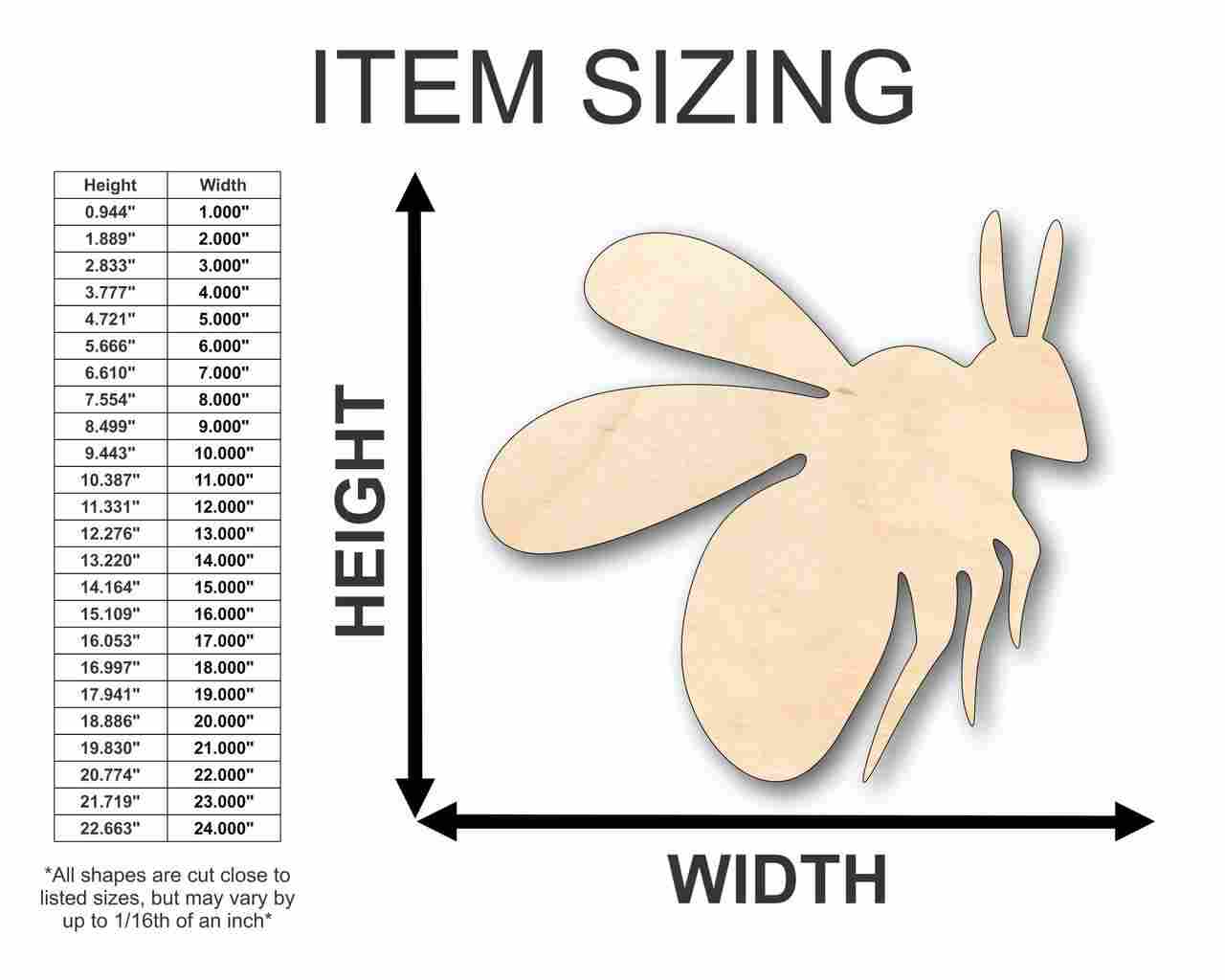 Unfinished Wood Bumble Bee Shape -Insect - Animal - Wildlife - Craft - up to 46" DIY - Image 2