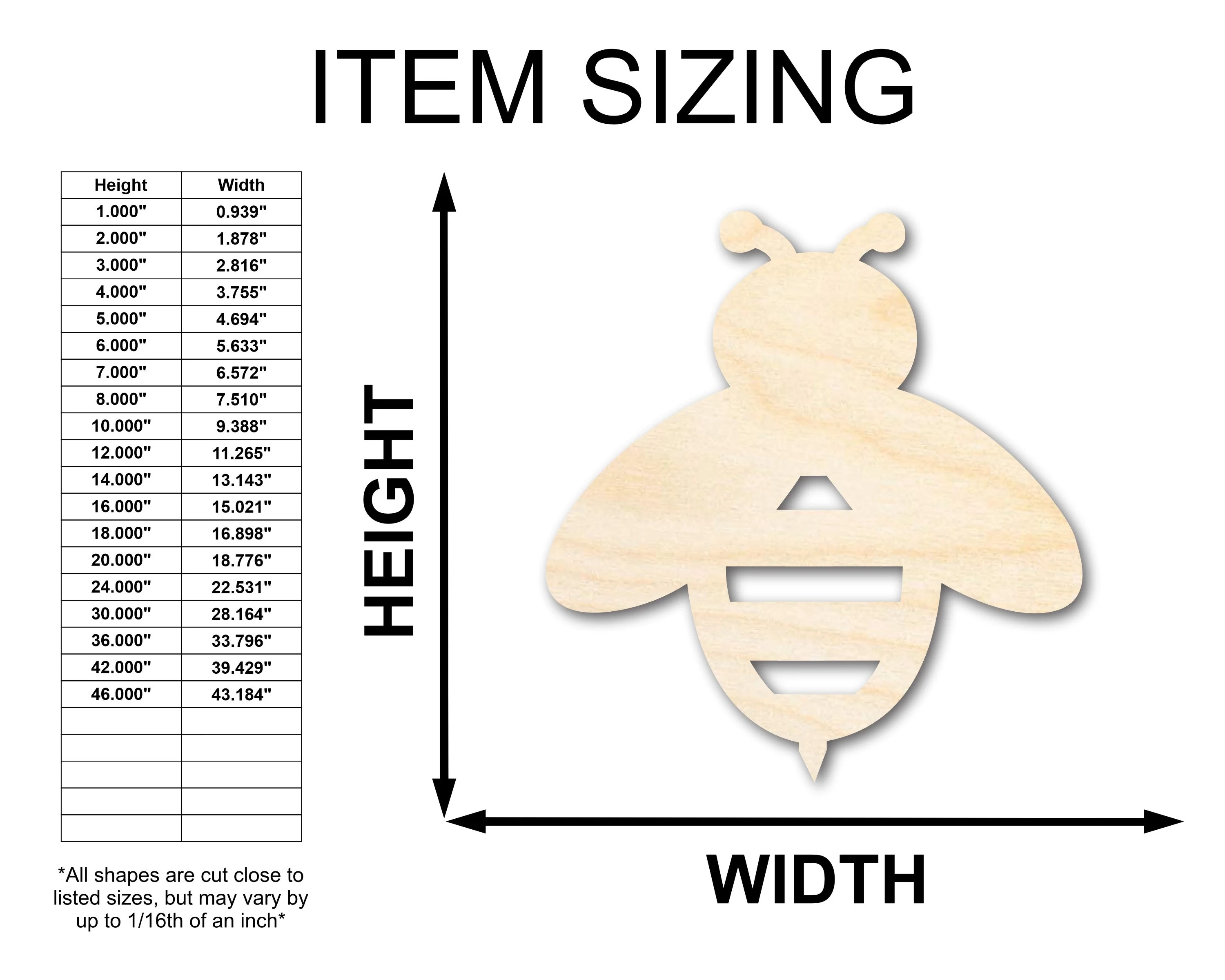 Unfinished Wood Bumble Bee Silhouette - Animal Craft - up to 46" DIY - Image 2