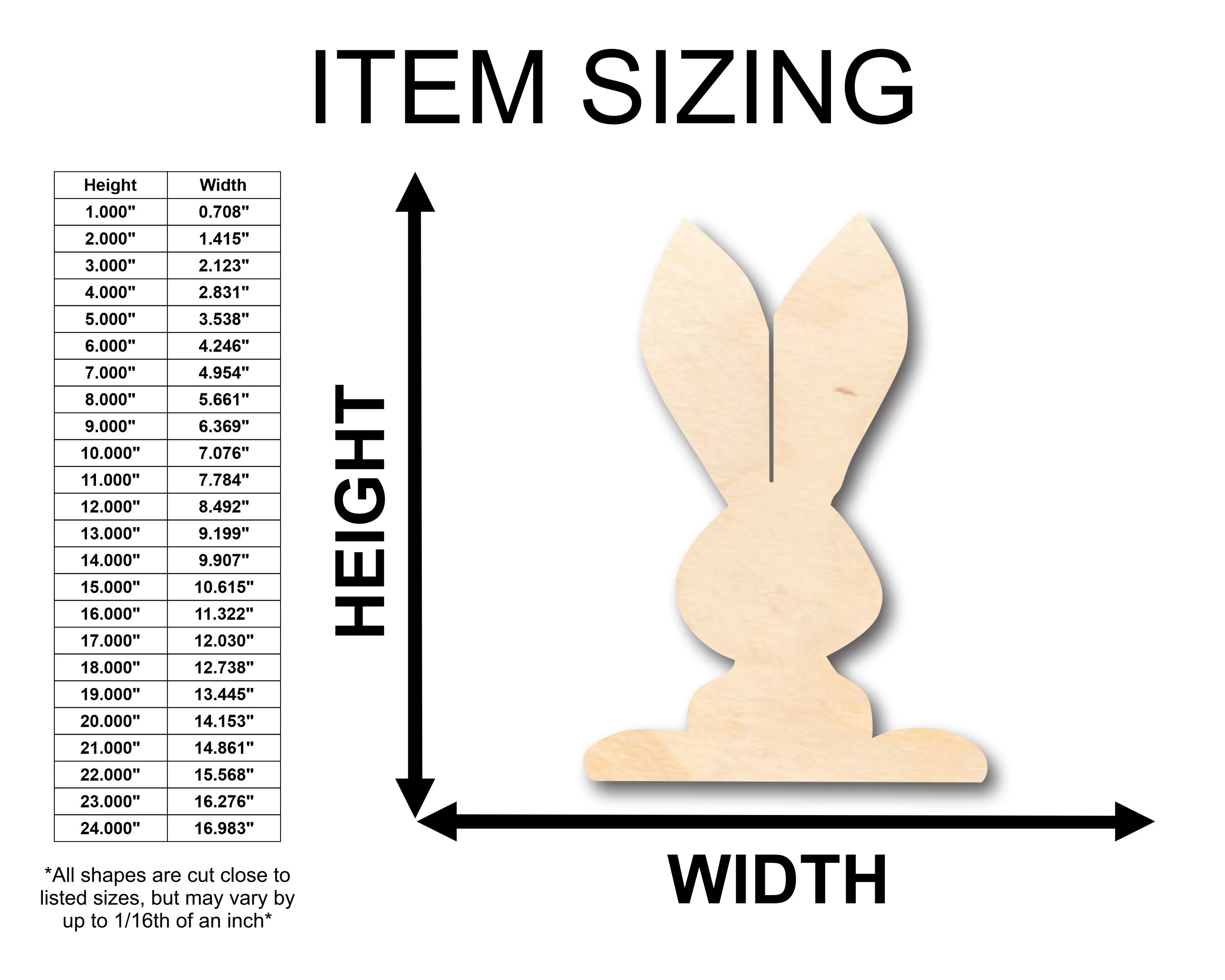 Unfinished Wood Bunny Shape - Craft - up to 46" DIY - Image 2