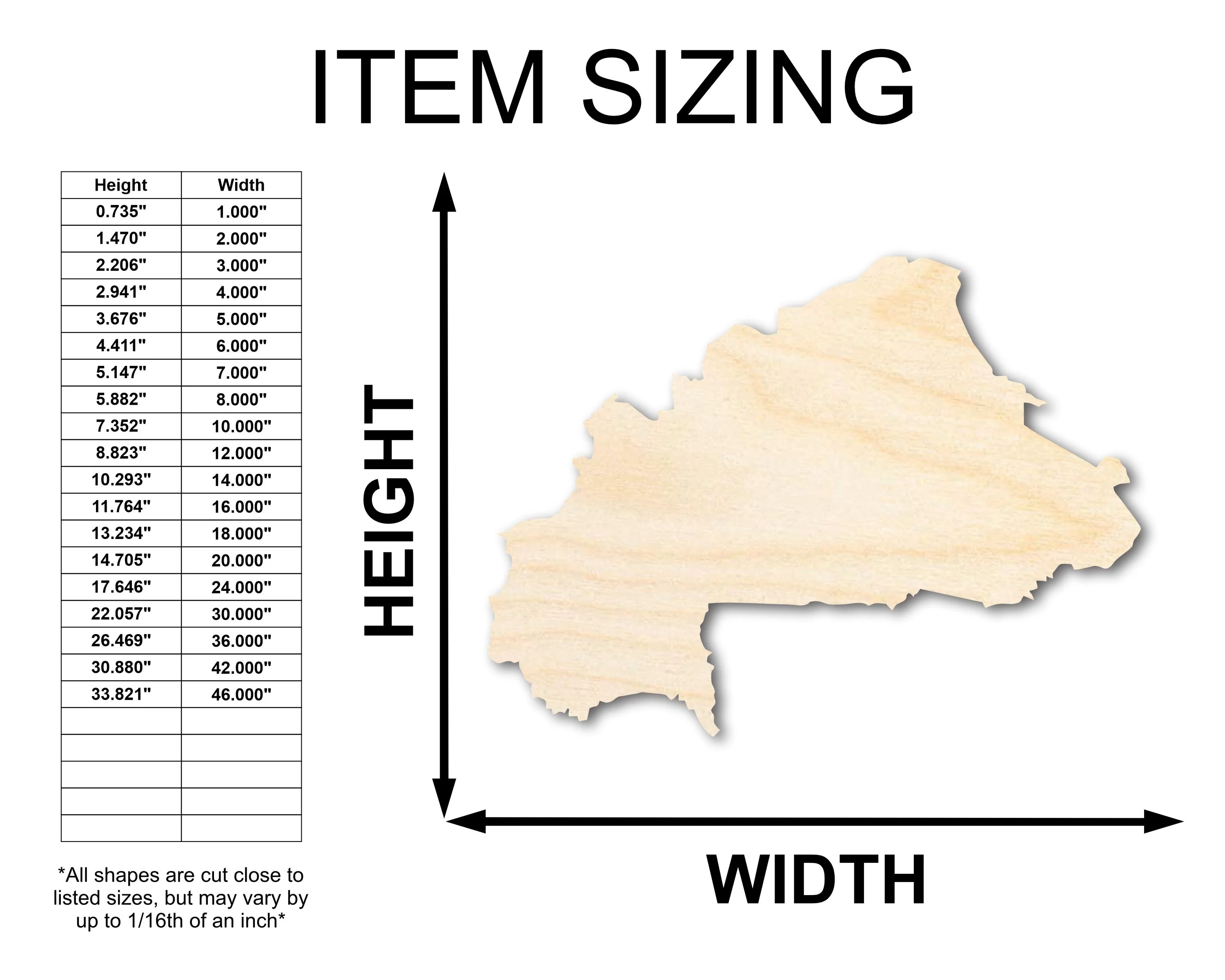 Unfinished Wood Burkina Country Shape - West Africa Craft - up to 46" DIY - Image 2