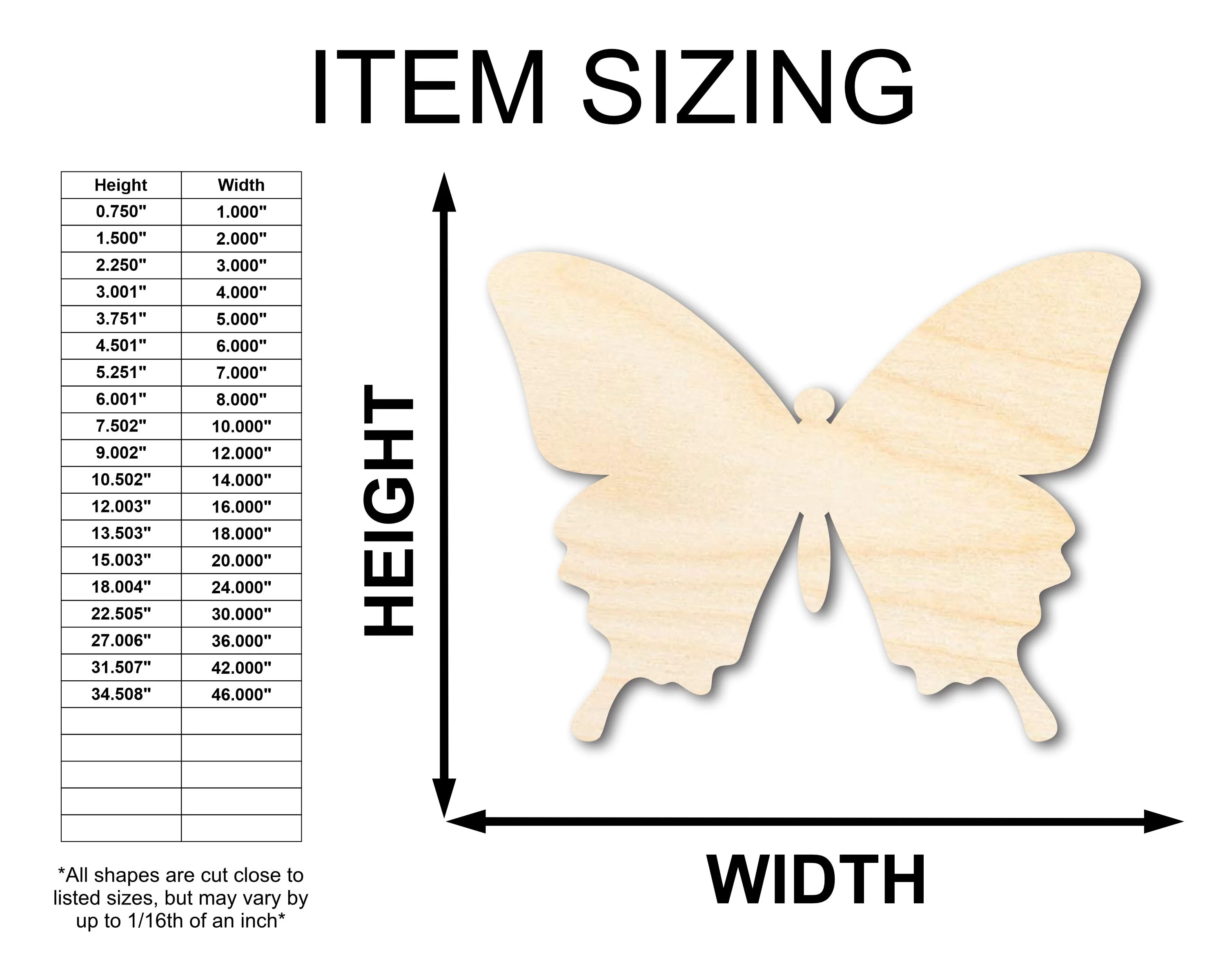 Unfinished Wood Butterfly | Insect | Animal | Wildlife | Craft Cutout | up to 46" DIY - Image 3