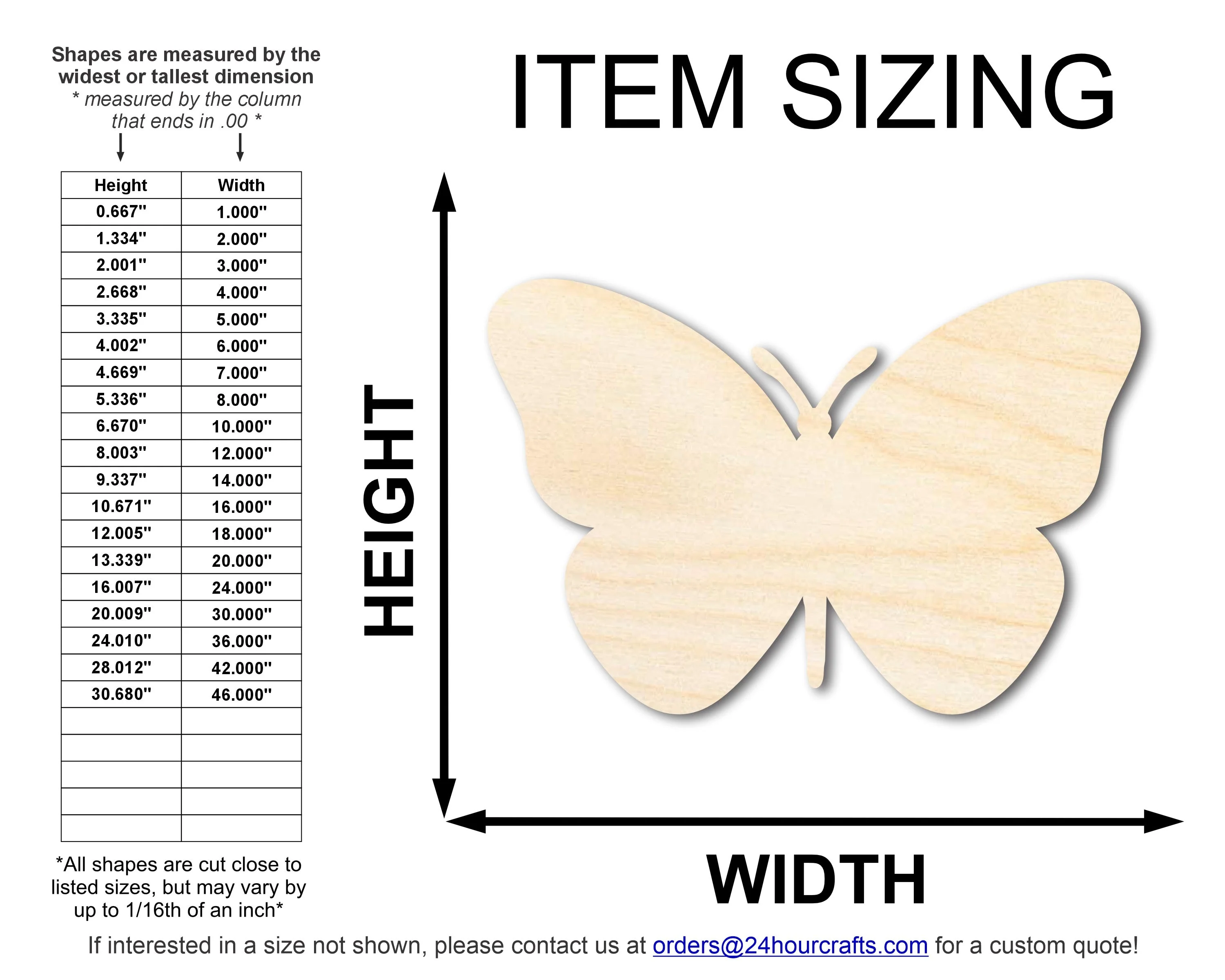 Unfinished Wood Butterfly Shape | JGrondz | DIY Craft Cutout | up to 46" DIY - Image 2