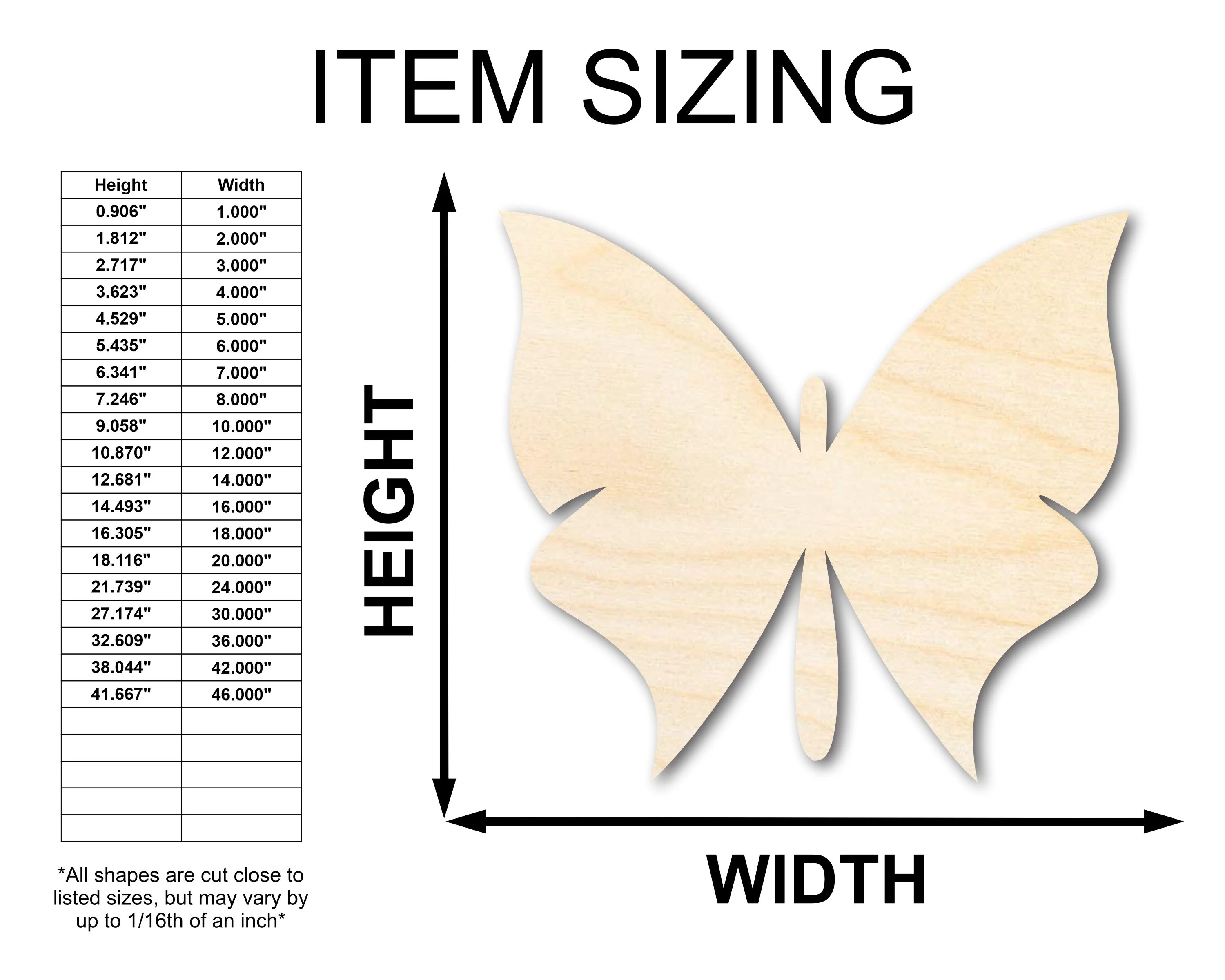 Unfinished Wood Butterfly Silhouette - Animal Craft - up to 46" DIY - Image 2