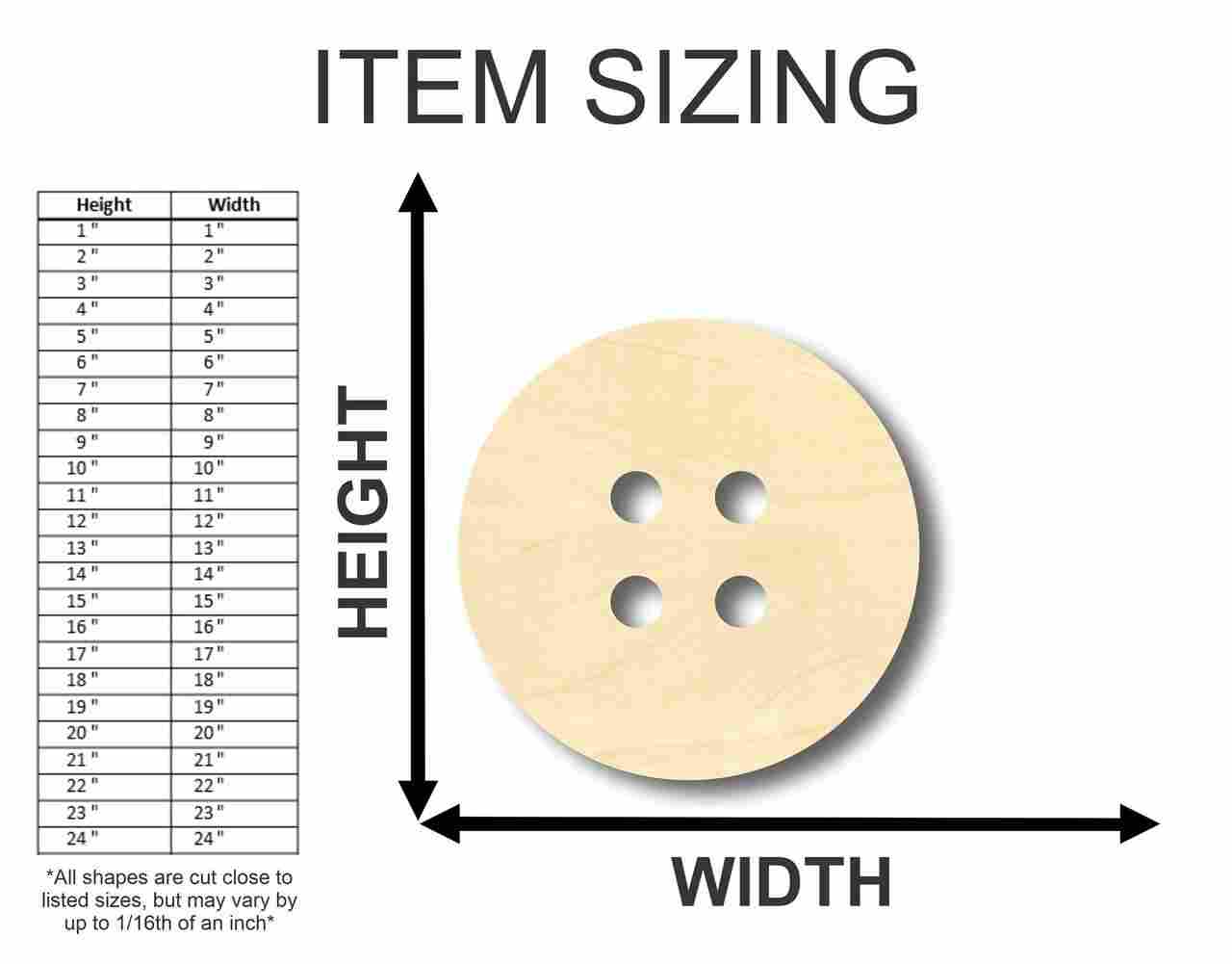 Unfinished Wood Button Shape - Sewing - Craft - up to 46" DIY - Image 2