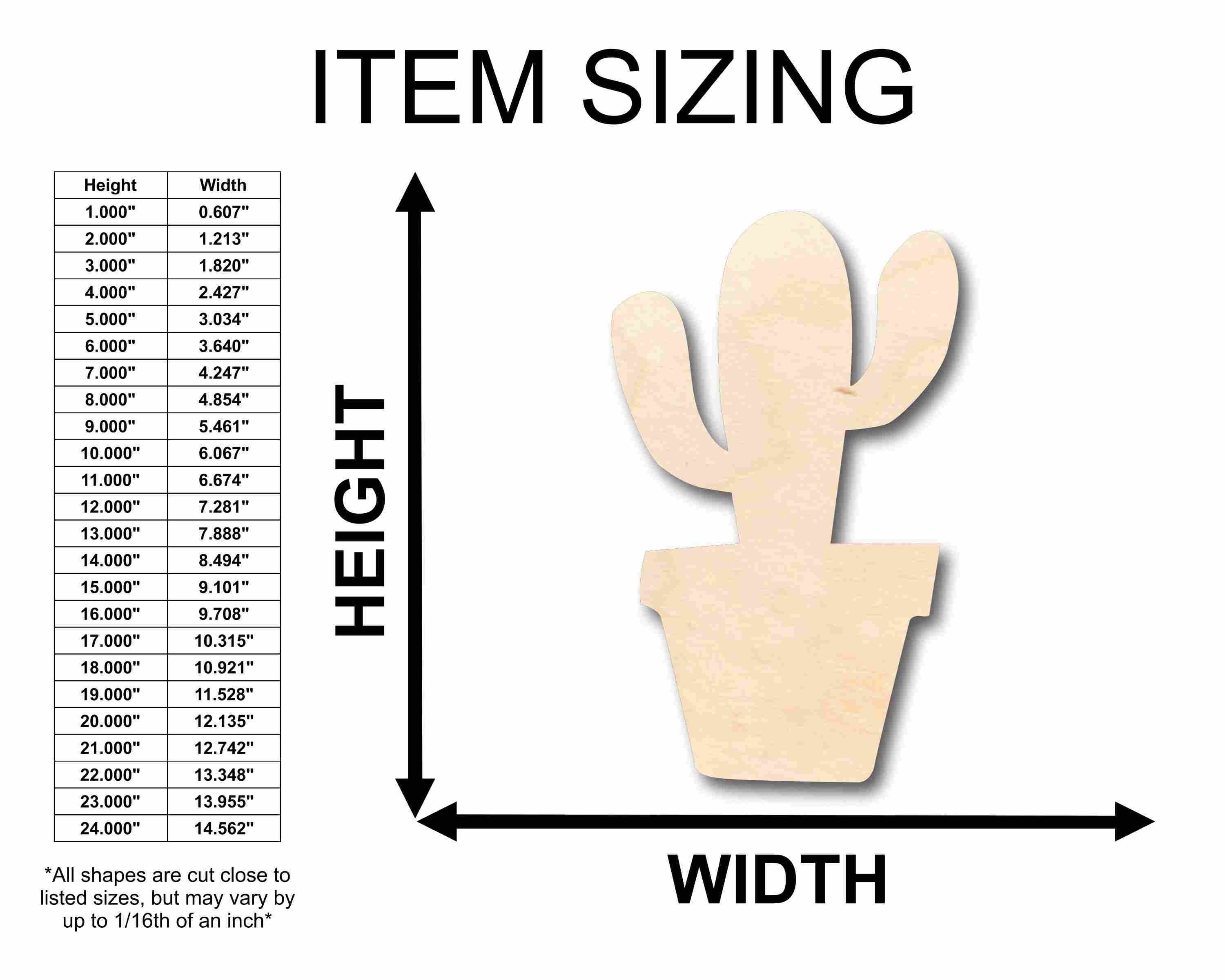 Unfinished Wood Cactus in Pot Silhouette - Craft- up to 46" DIY - Image 2
