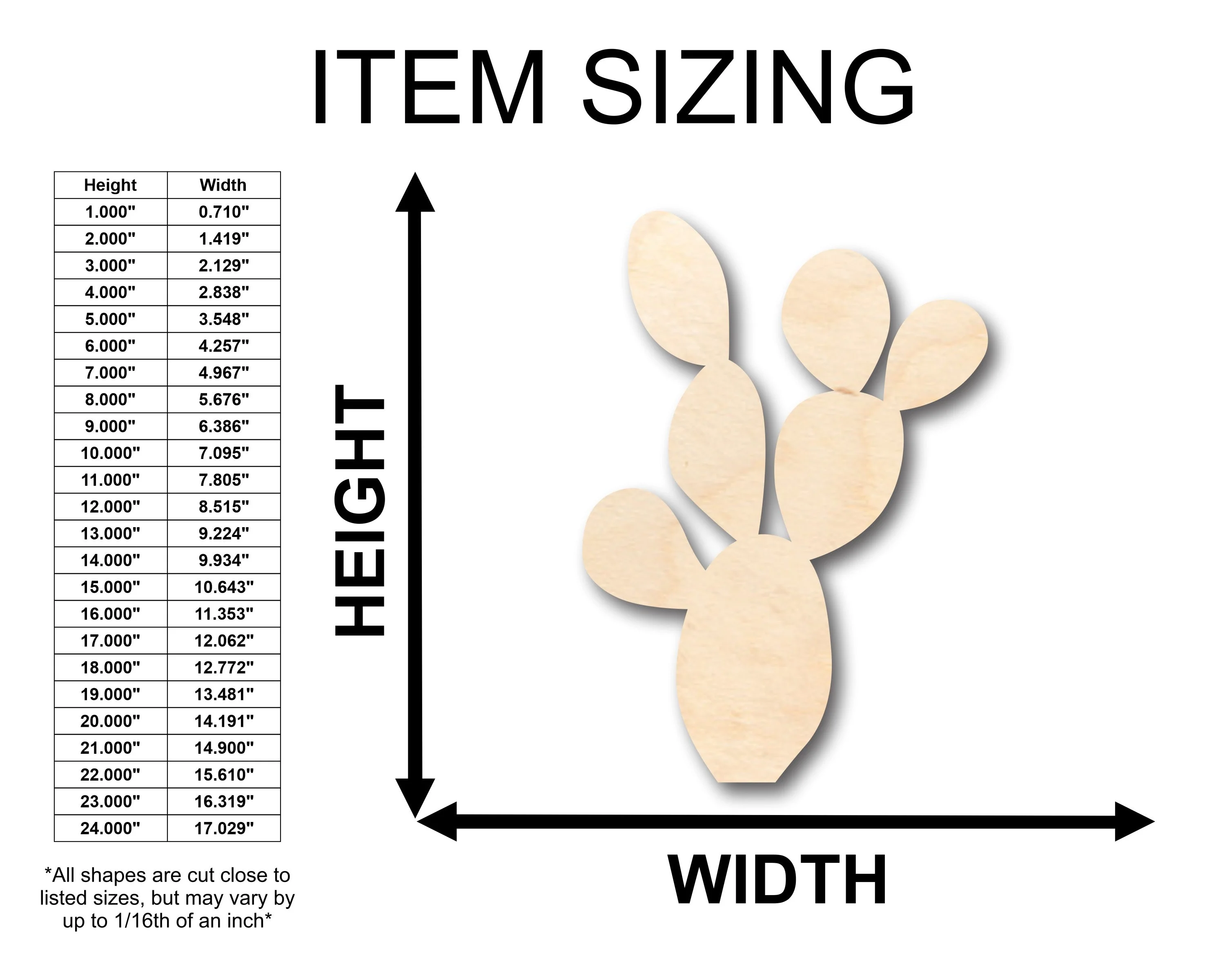 Unfinished Wood Cactus Shape - Craft - up to 46" DIY - Image 2