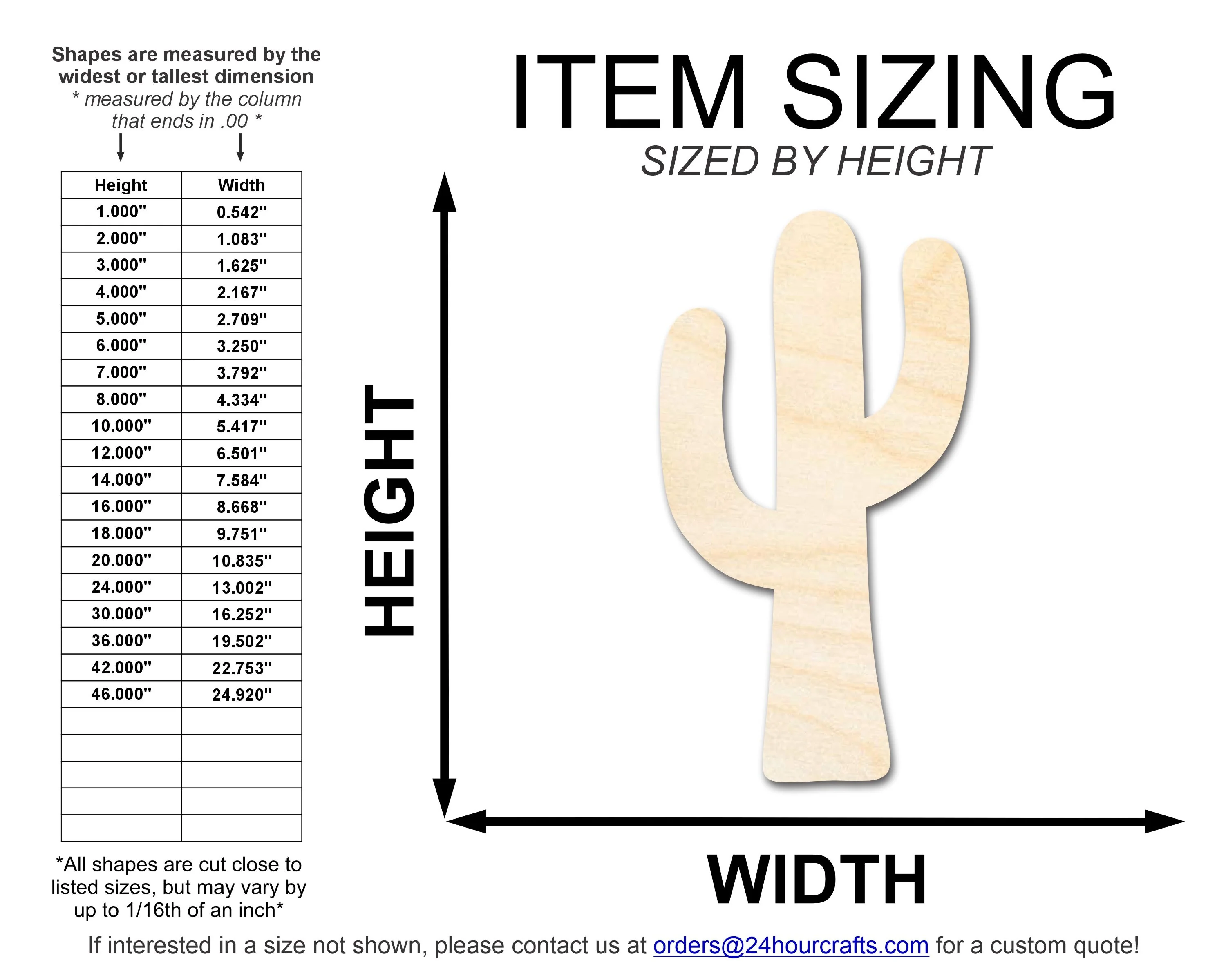 Unfinished Wood Cactus Shape | DIY Craft Cutout | up to 46" DIY - Image 2