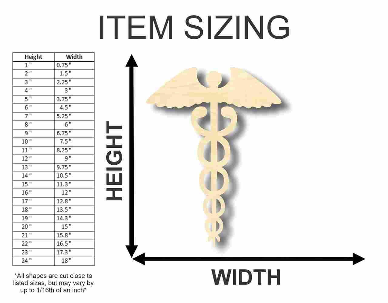 Unfinished Wood Caduceus Shape - Medicine - Craft- up to 46" DIY - Image 2