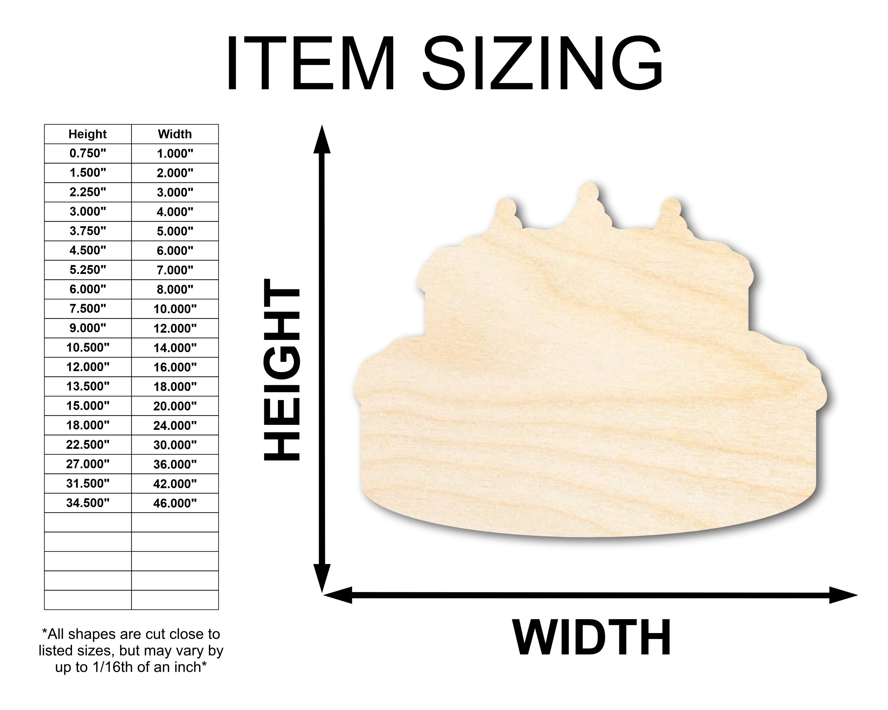 Unfinished Wood Cake Shape - Craft - up to 46" DIY - Image 2
