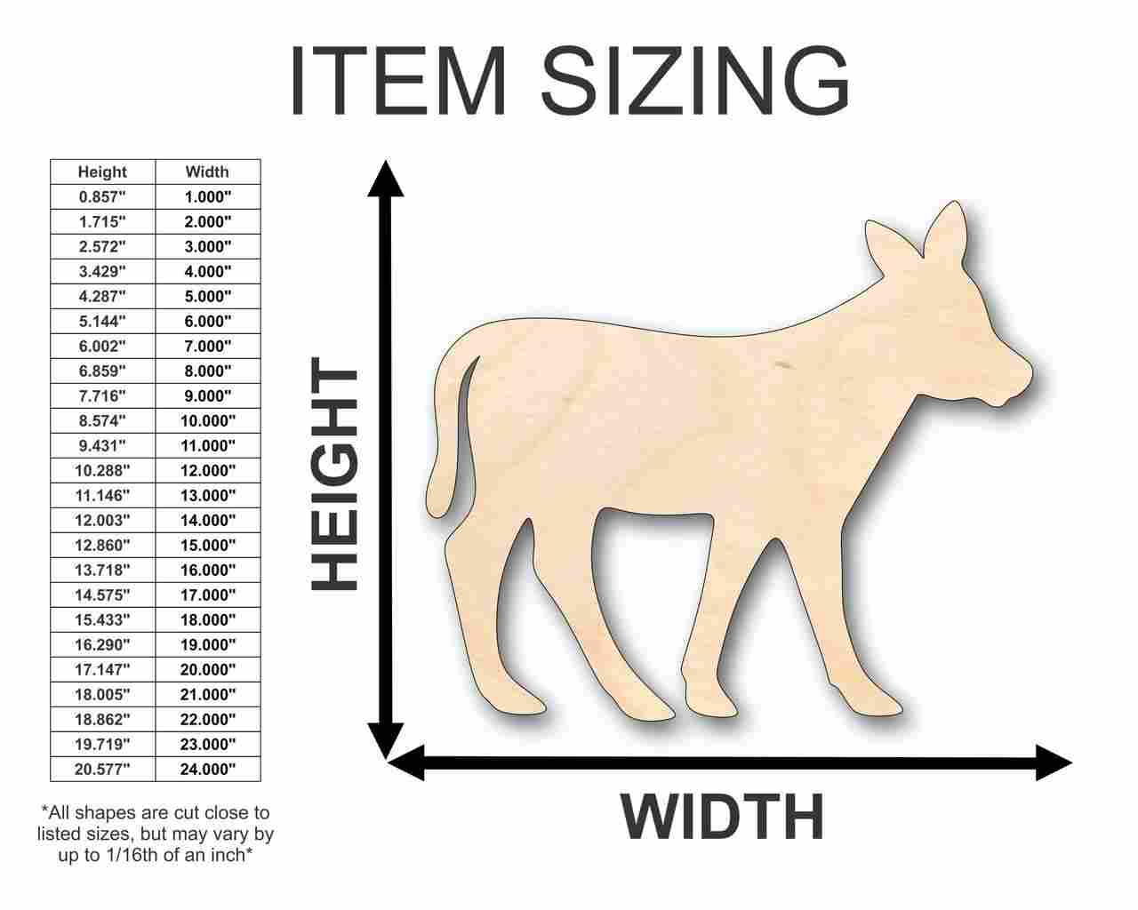 Unfinished Wood Calf Shape - Animal - Craft - up to 46" DIY - Image 2