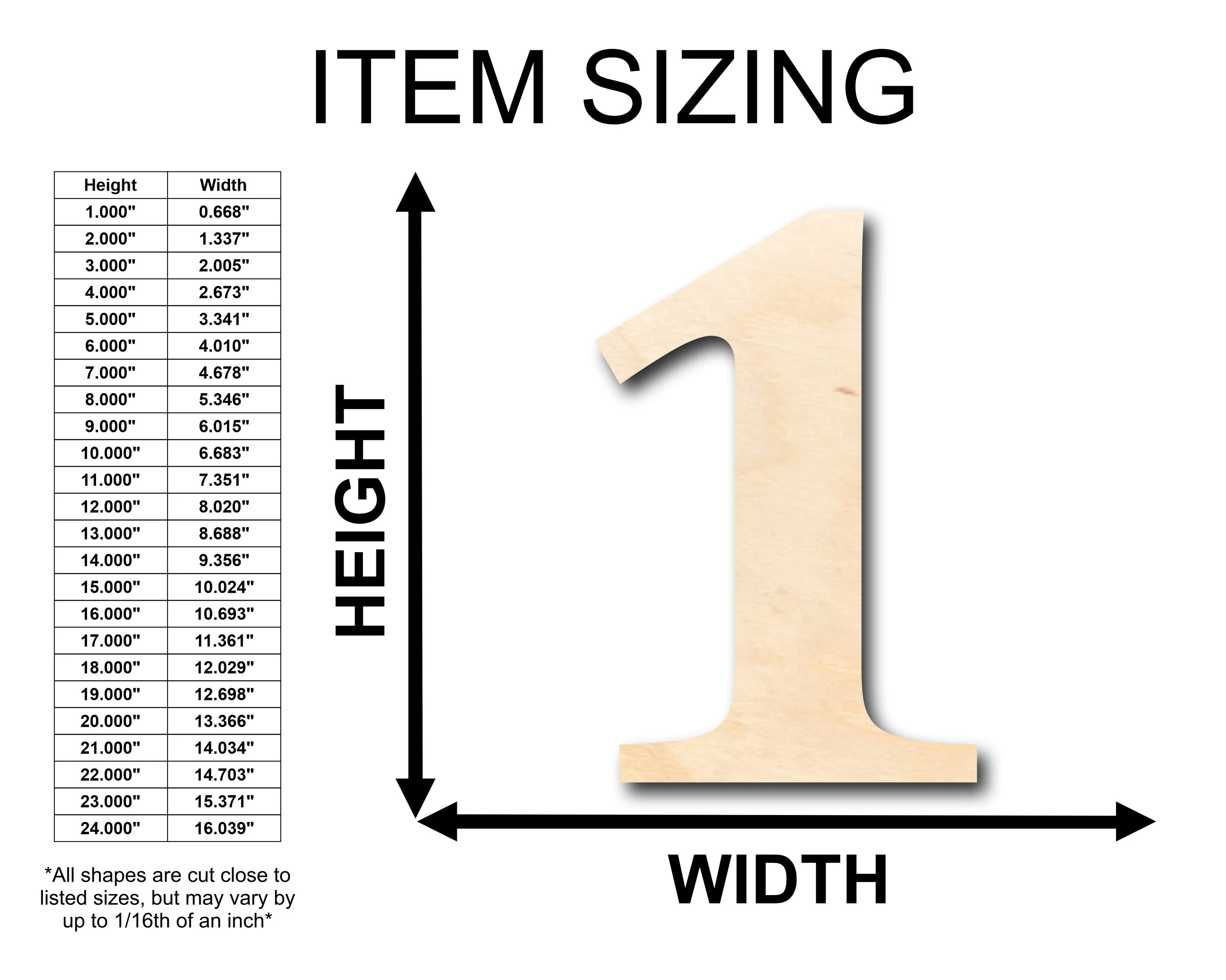 Unfinished Wood Cambria Number 1 Shape - Craft - up to 46" DIY - Image 2