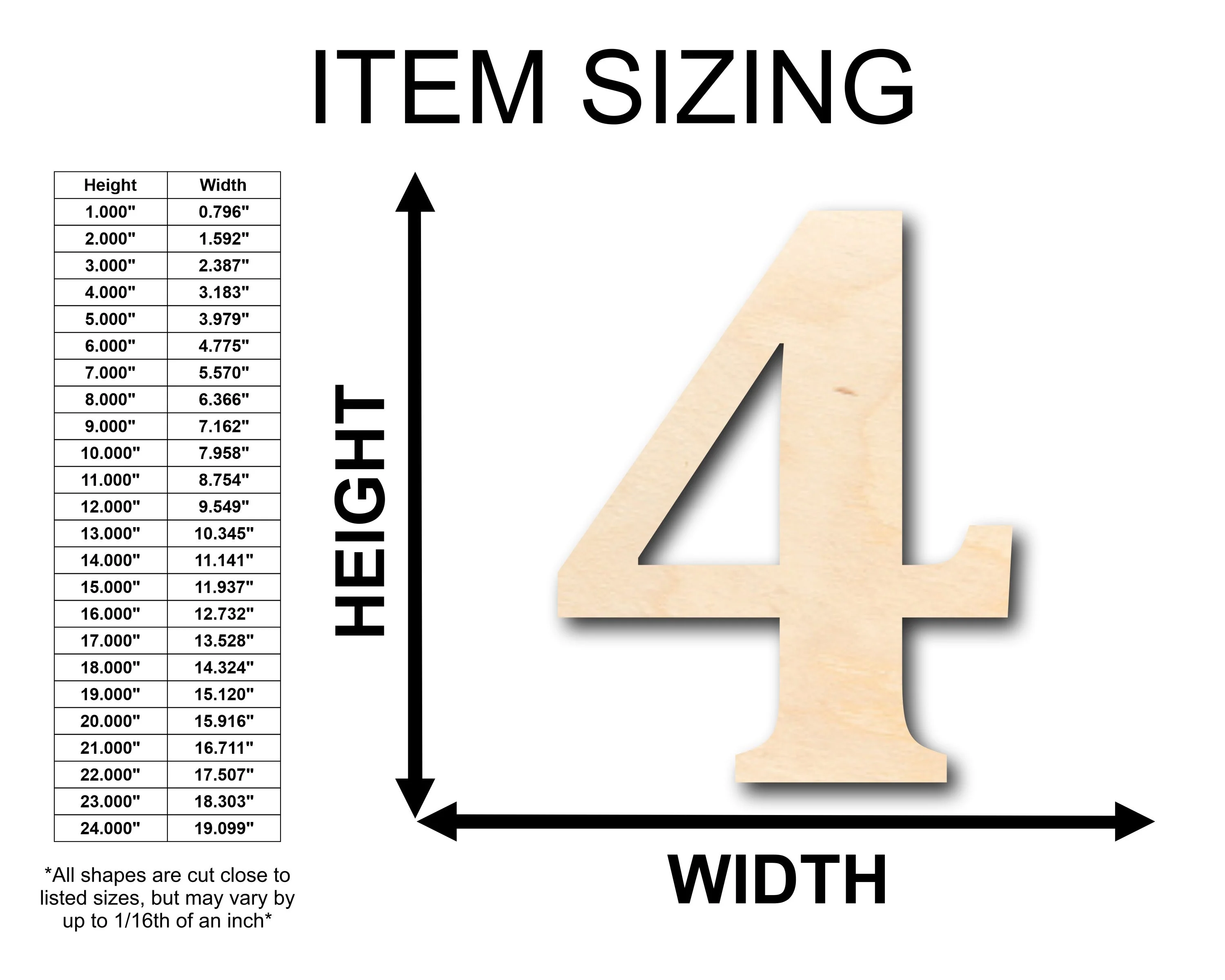 Unfinished Wood Cambria Number 4 Shape - Craft - up to 46" DIY - Image 2