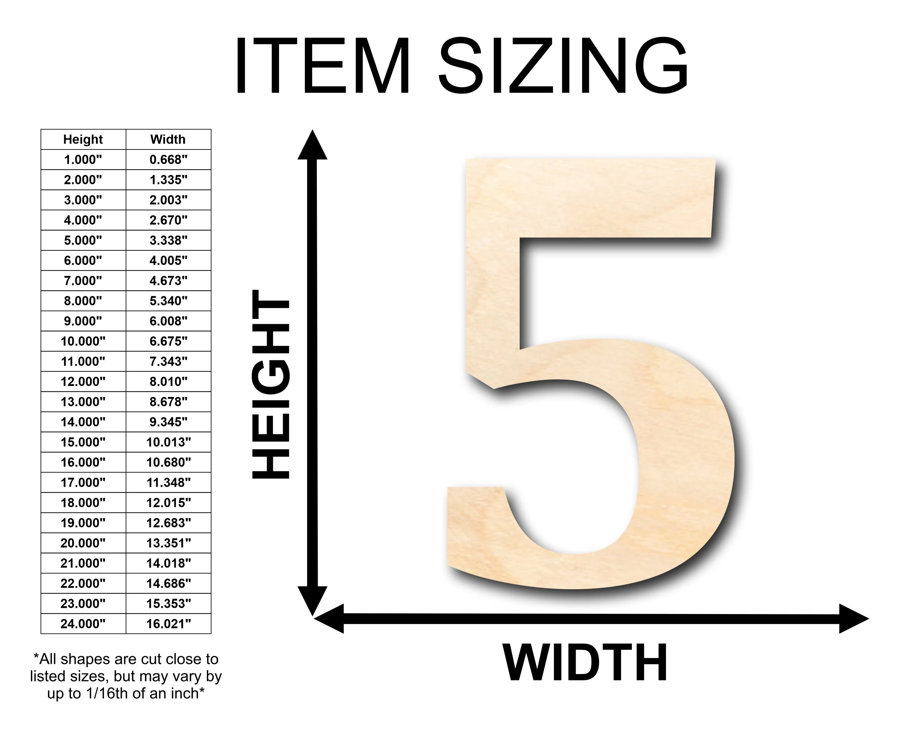 Unfinished Wood Cambria Number 5 Shape - Craft - up to 46" DIY - Image 2