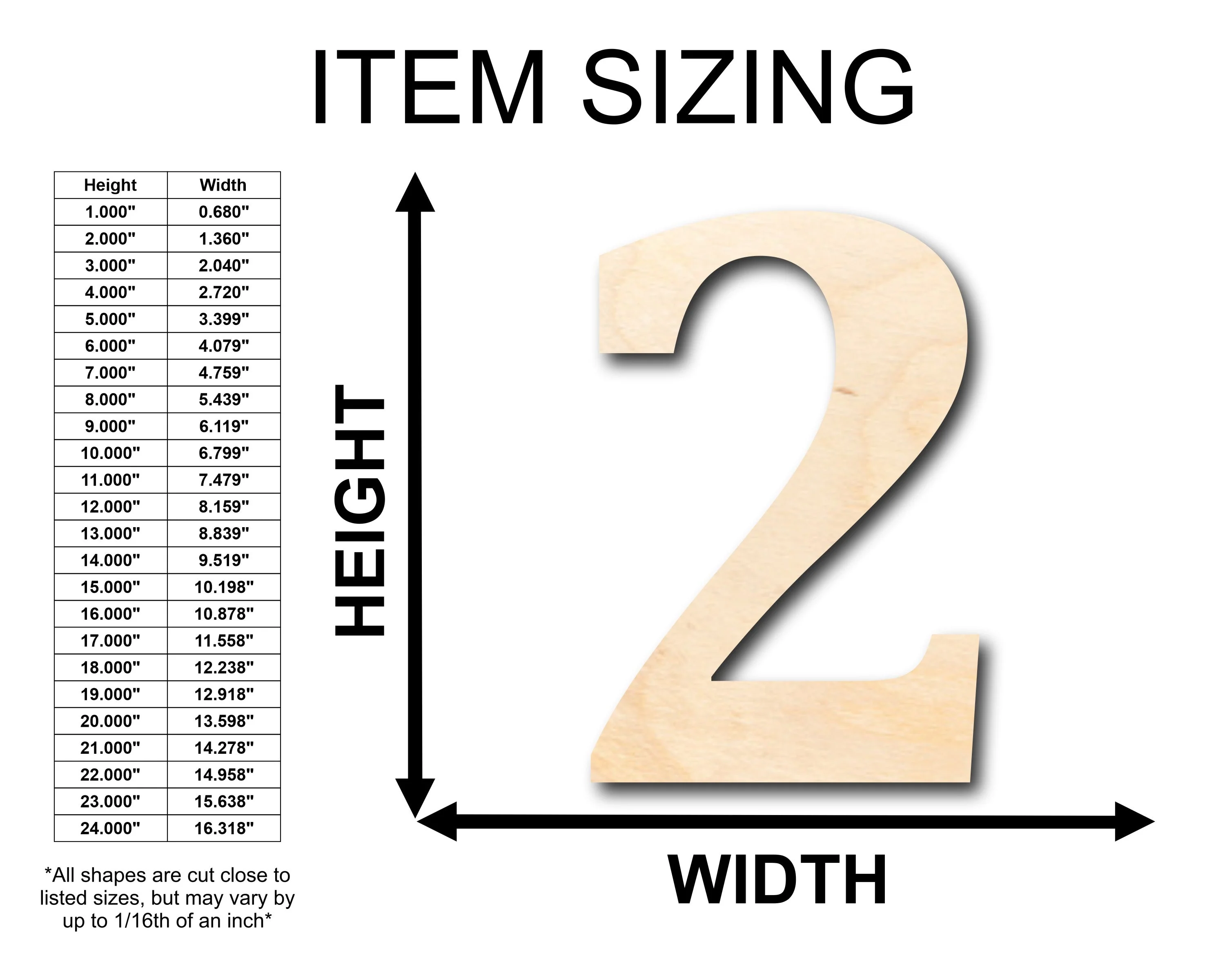 Unfinished Wood Cambria Number Two Shape - Craft - up to 46" DIY - Image 2