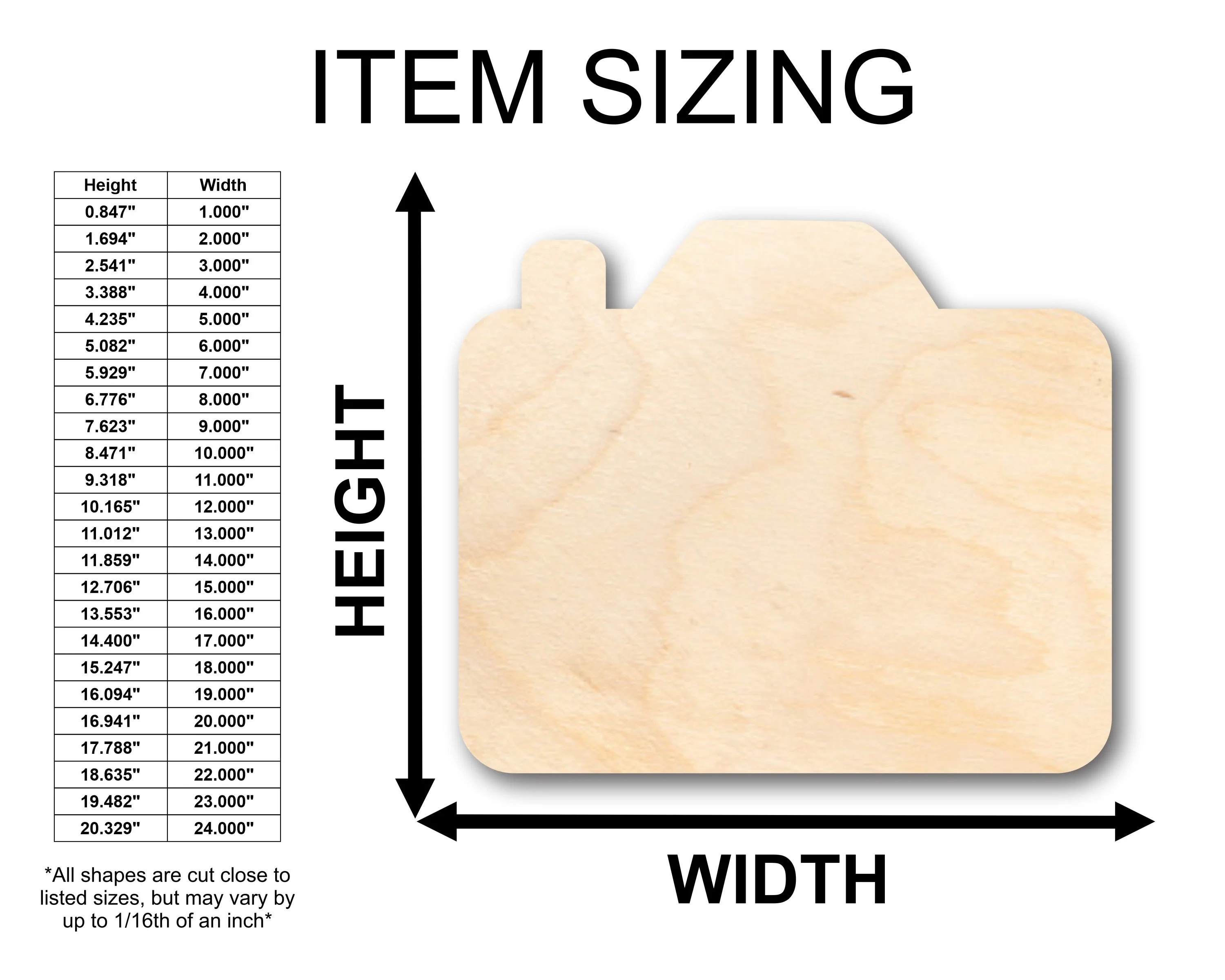 Unfinished Wood Camera Shape - Craft - up to 46" DIY - Image 2