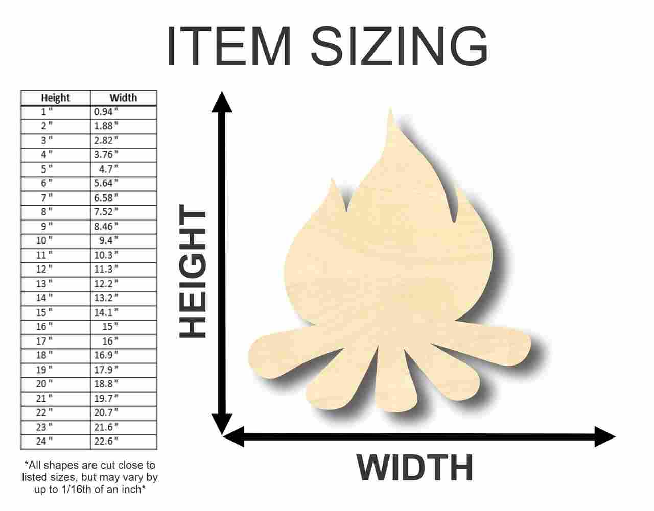 Unfinished Wood Campfire Shape - Camping - Craft - up to 46" DIY - Image 2