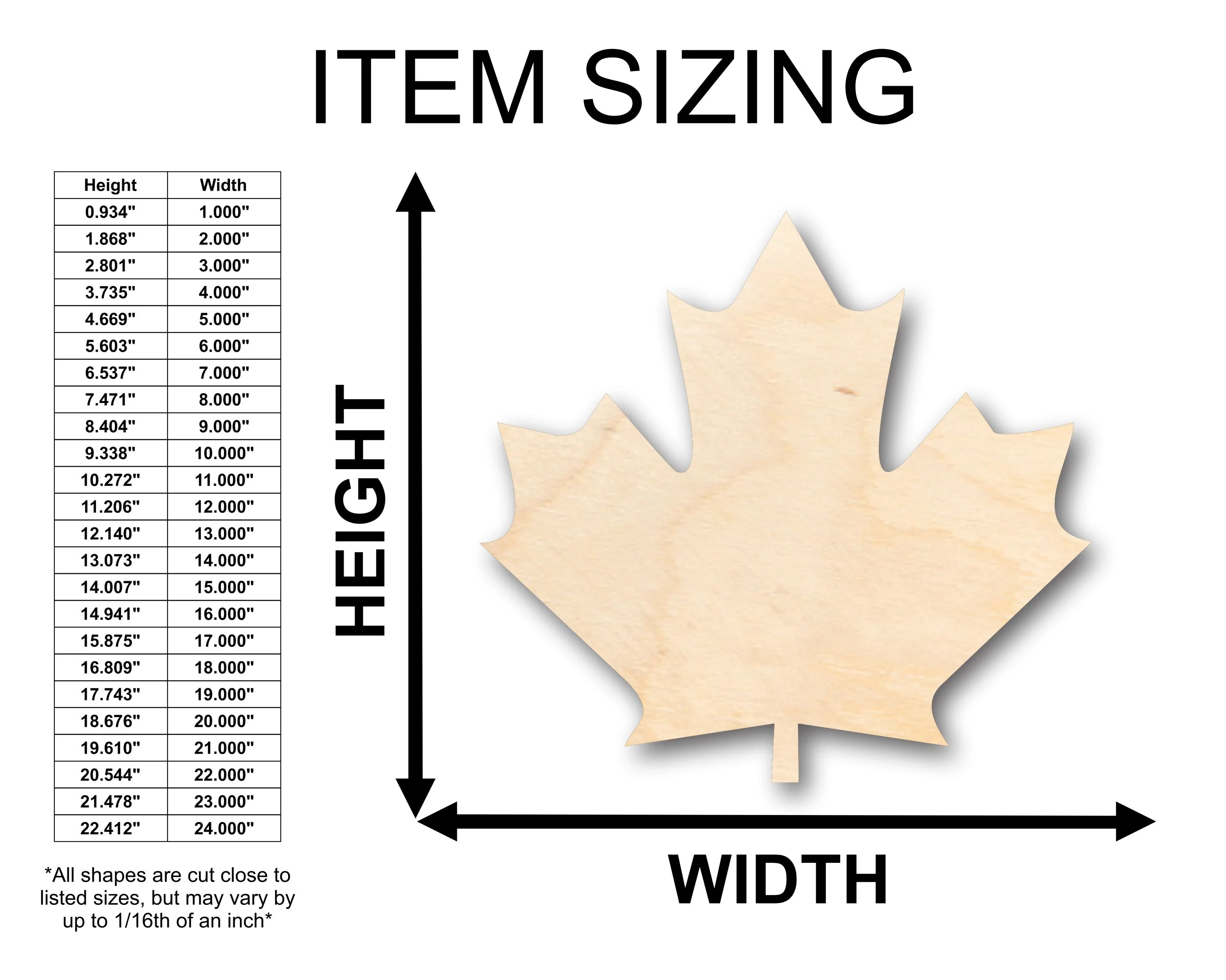 Unfinished Wood Canadian Maple Leaf Shape - Craft - up to 46" DIY - Image 2