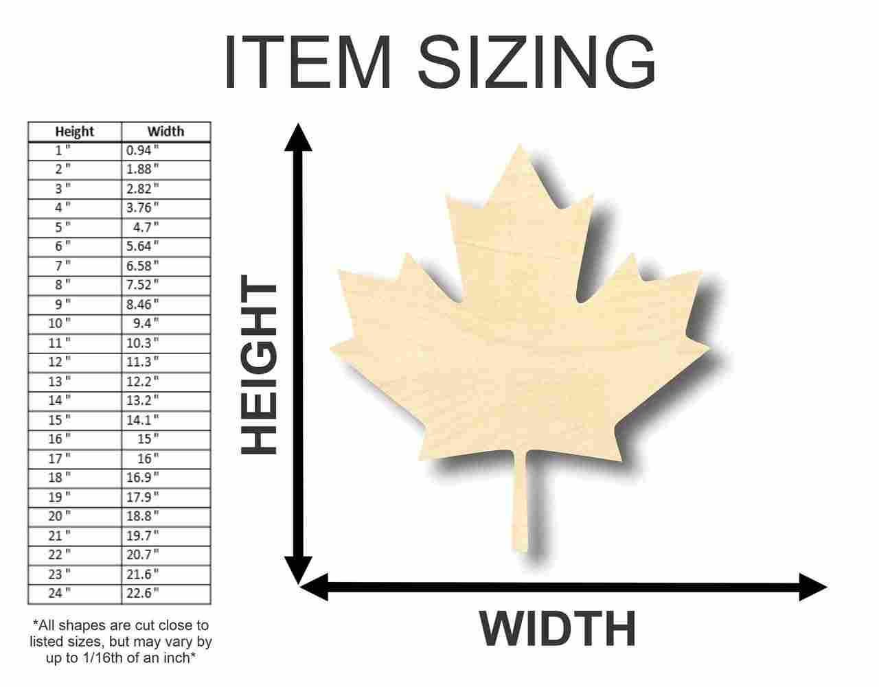 Unfinished Wood Canadian Maple Leaf Shape - Leaves - Craft - up to 46" DIY - Image 2