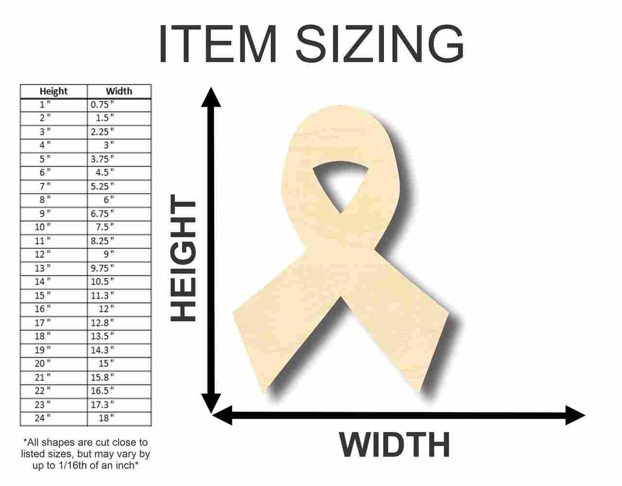 Unfinished Wood Cancer Ribbon Shape - Craft - up to 46" DIY - Image 2