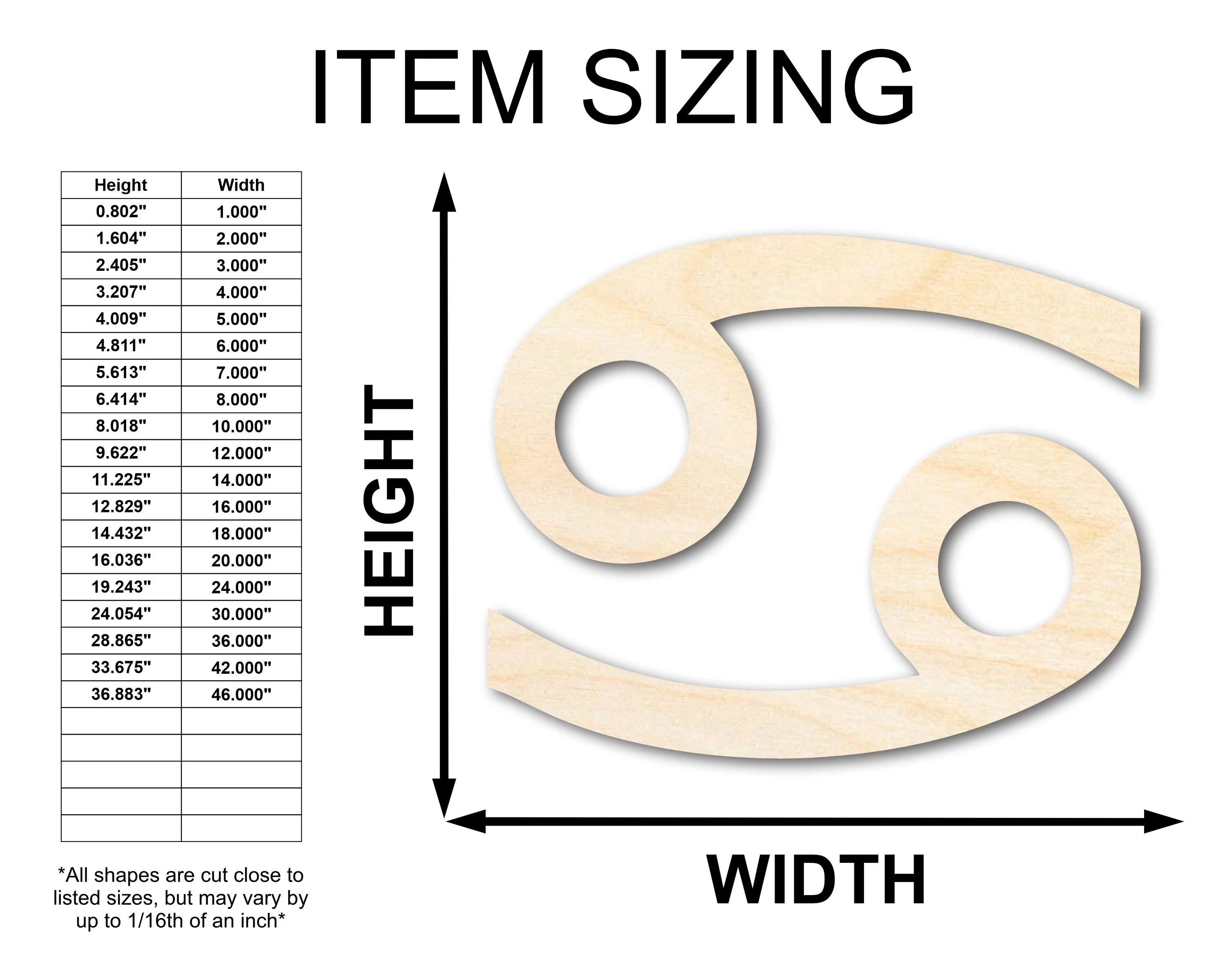 Unfinished Wood Cancer Sign Shape - Zodiac Craft - up to 46" - Image 2