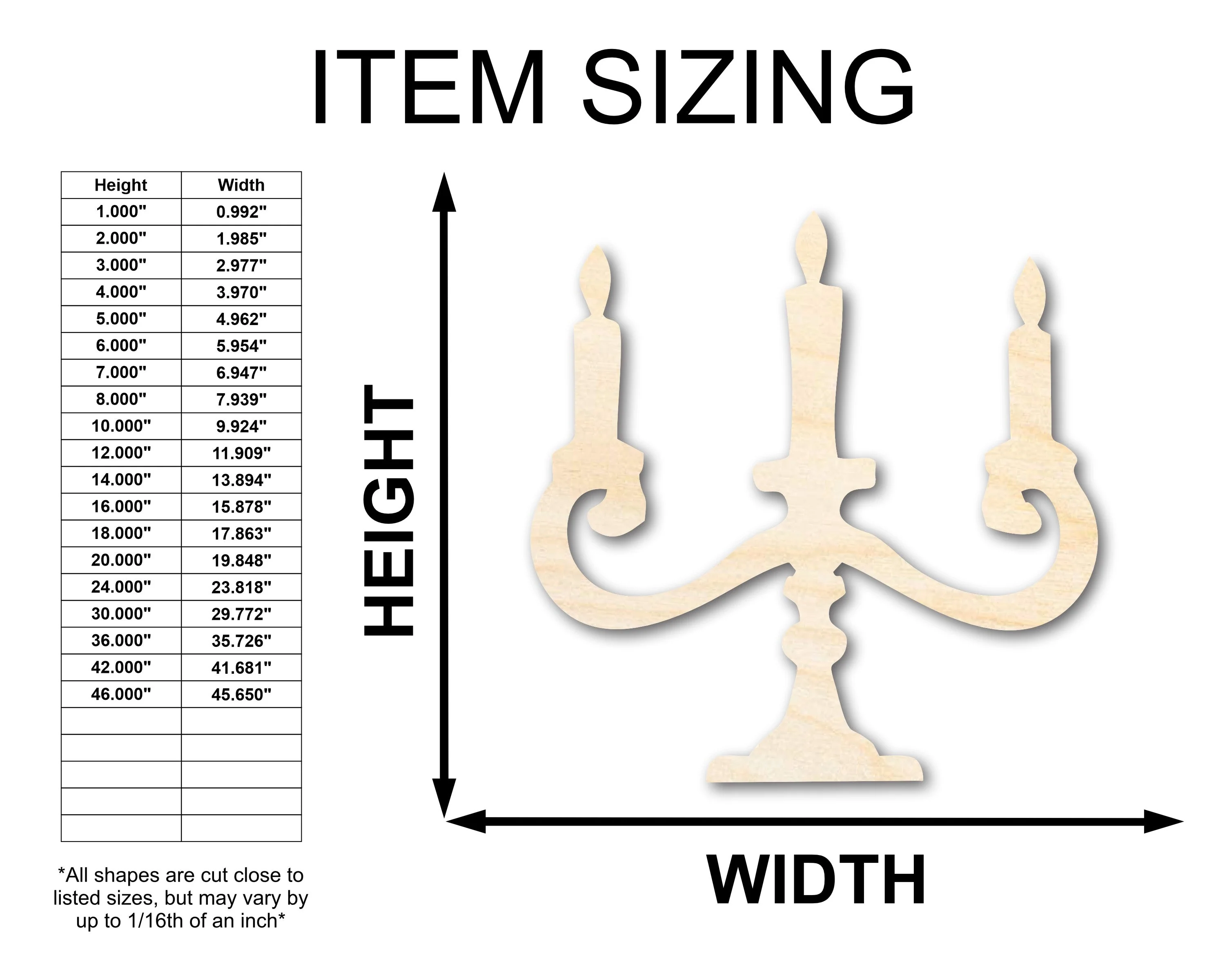 Unfinished Wood Candelabra Shape - Craft - up to 46" - Image 2